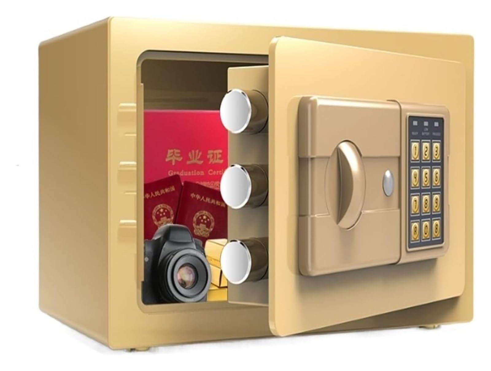 Sejf w stylu szafki, Sejfy gabinetowe Mały sejf domowy Mini elektroniczny ukryty(Gold)