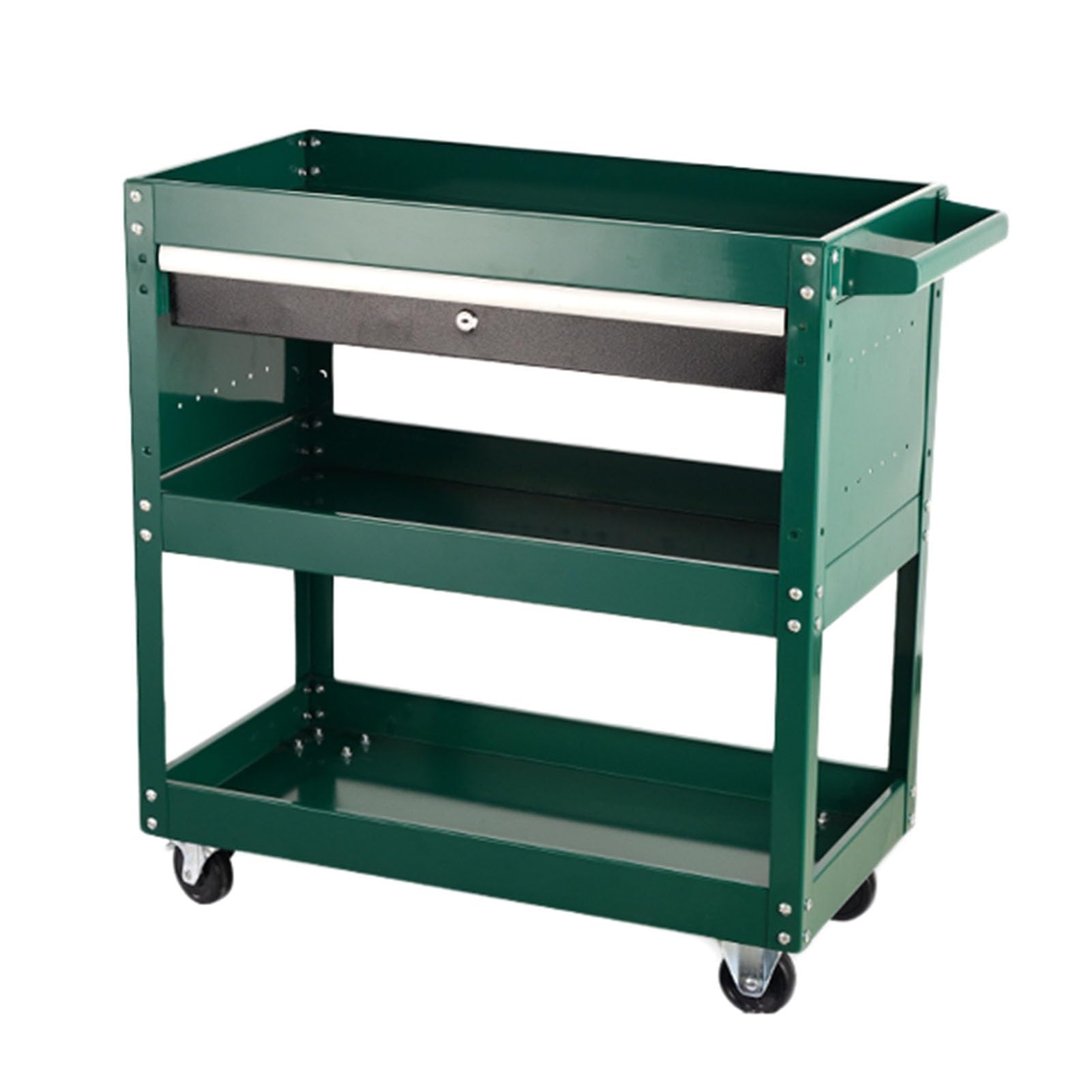 DonHeK Rolling Tool Cart,3 Tier Tool Cart with Lockable Wheels,Heavy Duty Steel Utility Cart 660lbs Load Capacity for Garage Warehouse and Repair Shop (Color : Green), 78456