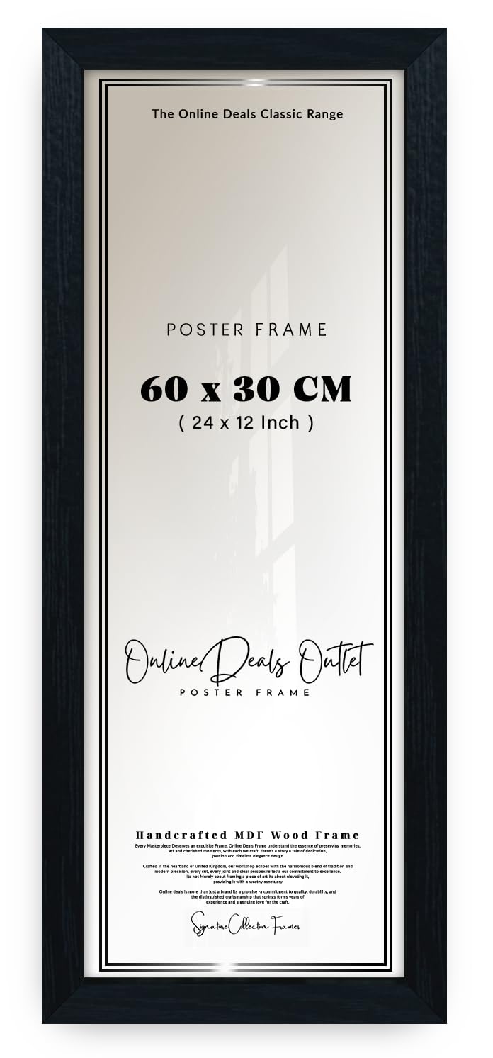 Online Deals | MDF Picture Frame (60 x 30 CM) 30 x 60 cm for Inspirational Wall Quotes, Typography & Art Gallery, Lightweight MDF Finish, Easy Hanging Hooks [ Black ]