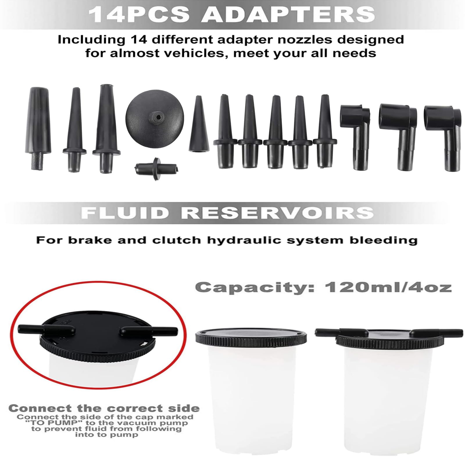 kit de Ventilation de Frein, manomètre Manuel Pompe à Vide testeur kit avec Adaptateur Liquide de Frein Outil de Remplacement système de Ventilation d'embrayage pour Voiture, Moto, Camion