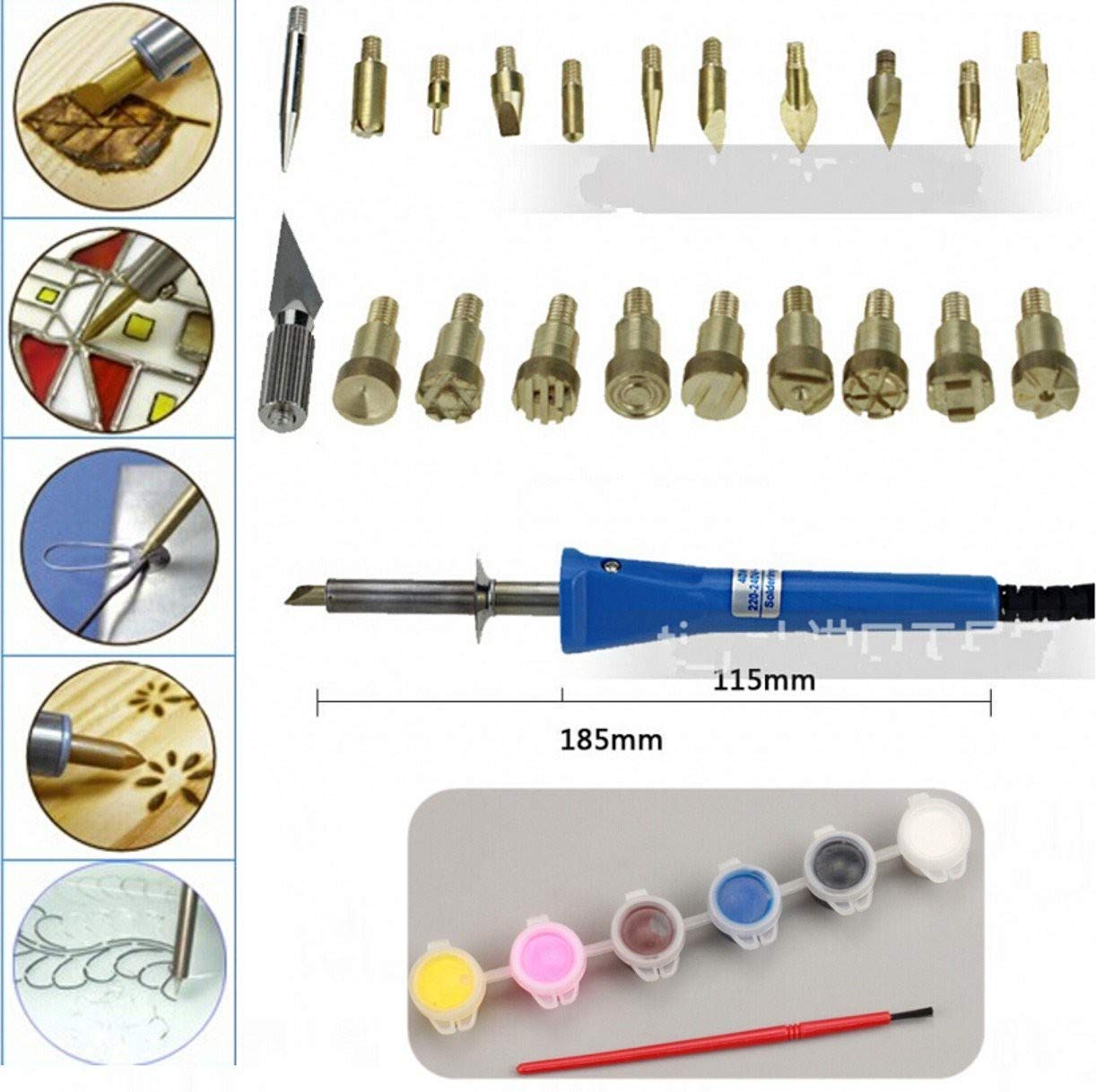 ZHONGJIUYUAN Soldador eléctrico Kit de quema de leña pirografía pluma quemador de madera decoración madera bricolaje artesanía herramientas