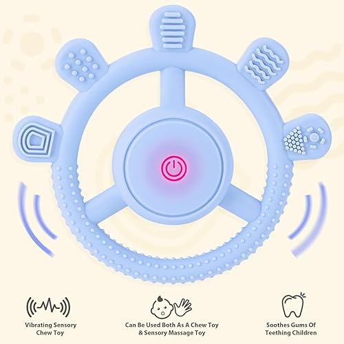 Miniatura 2 de Mordedor vibratorio para bebé, juguetes sensoriales para masticar para niños autistas y juguetes de dentición para bebés de 6 a 18 meses, carga USB