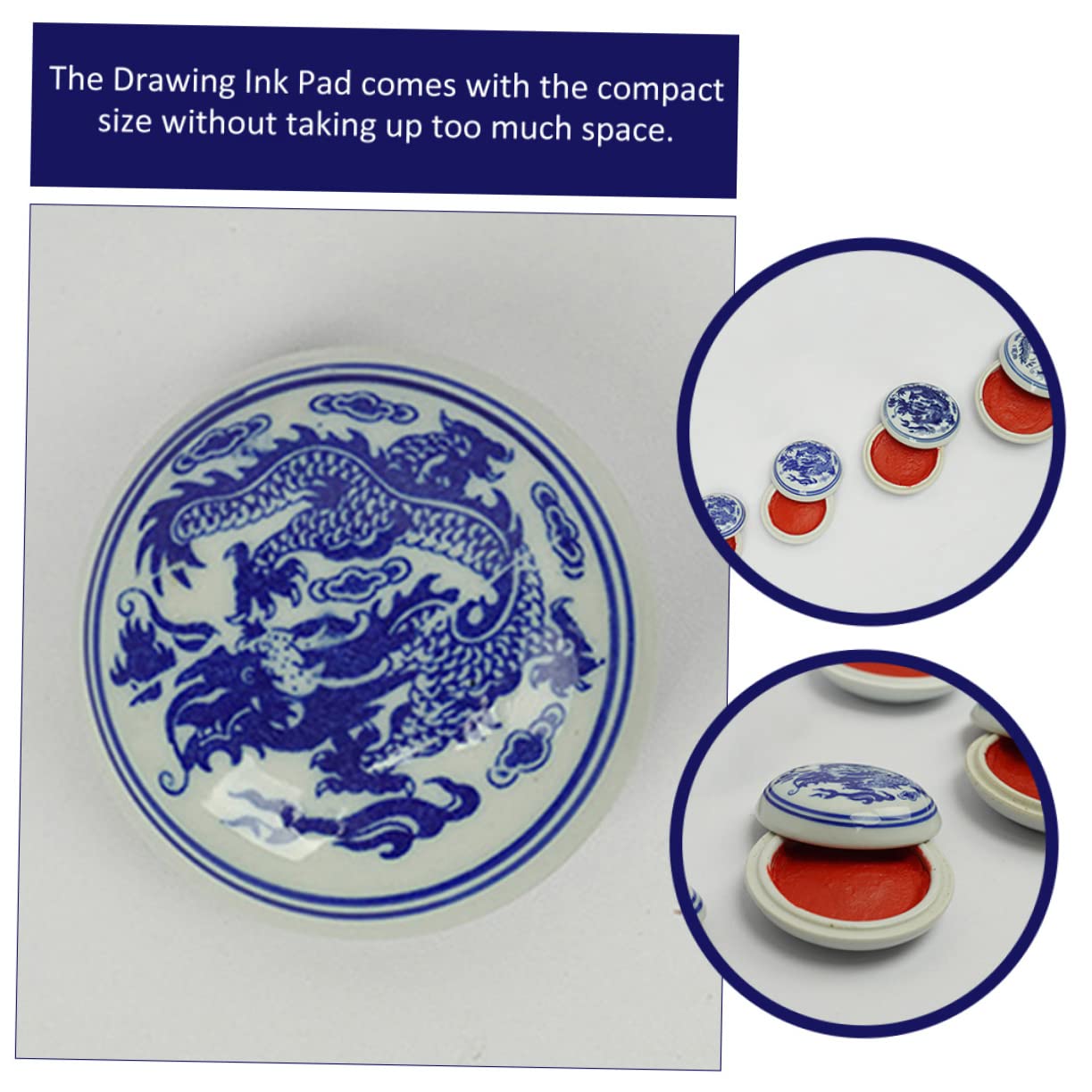 STOBOK Tampone di Inchiostro Stile Cinese per Calligrafia Motivo Drago in Ceramica, Alta Cromaticità e Sigillatura Uniforme per Creazioni Artigianali e Decorazioni di Carte, Confezione