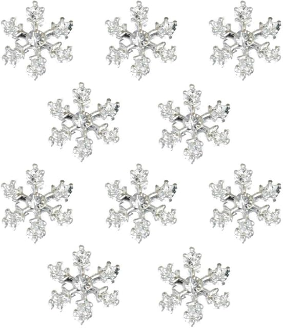 20 Pcs Crystal Snowflake Buttons Snowflake Rhinestone Embellishment Buttons for Scrapbooking Craft Hair Clip Décor