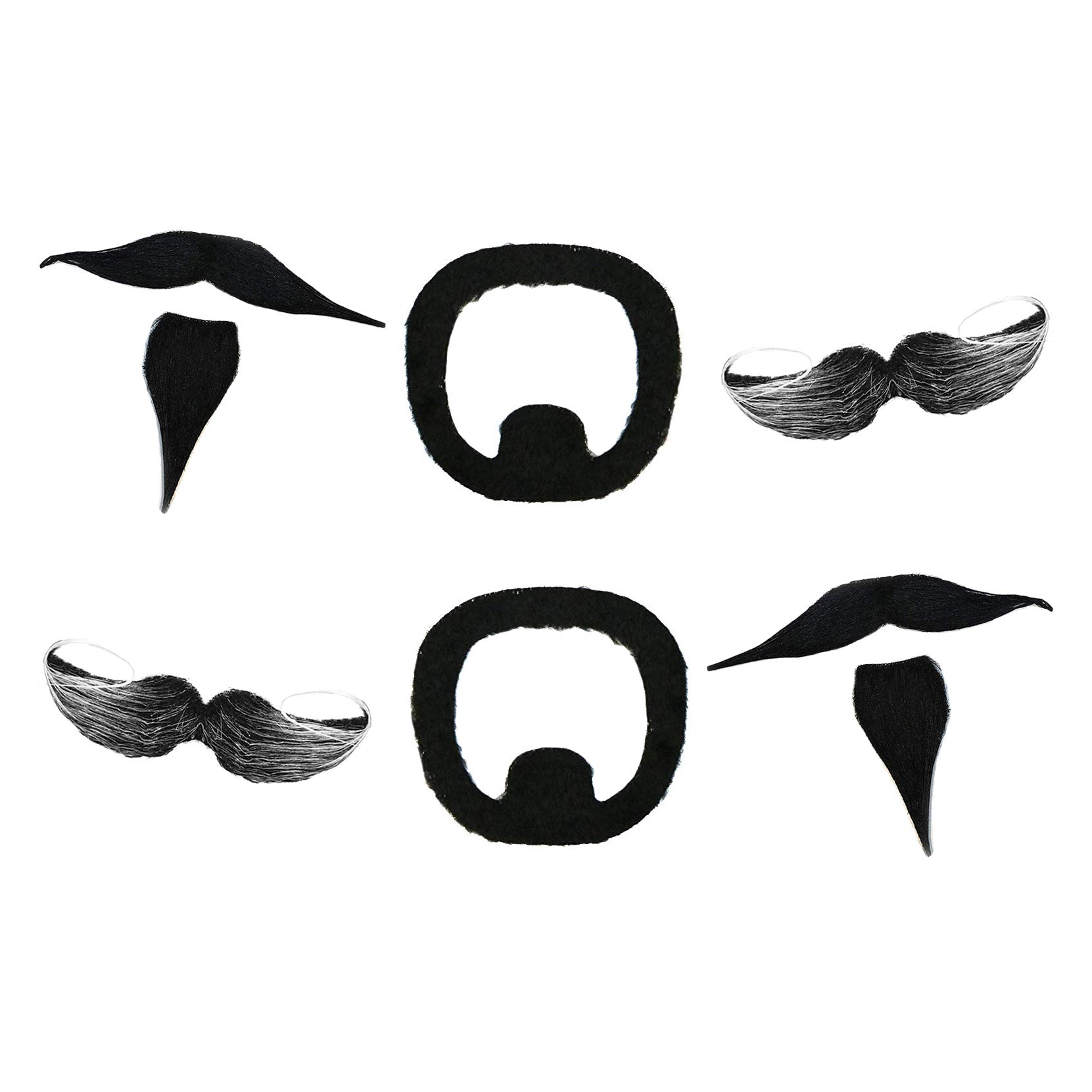 by Robelli Pack of 6 Assorted Self-Adhesive Fancy Dress Moustaches (Goatee, Curly & Soul Patch)