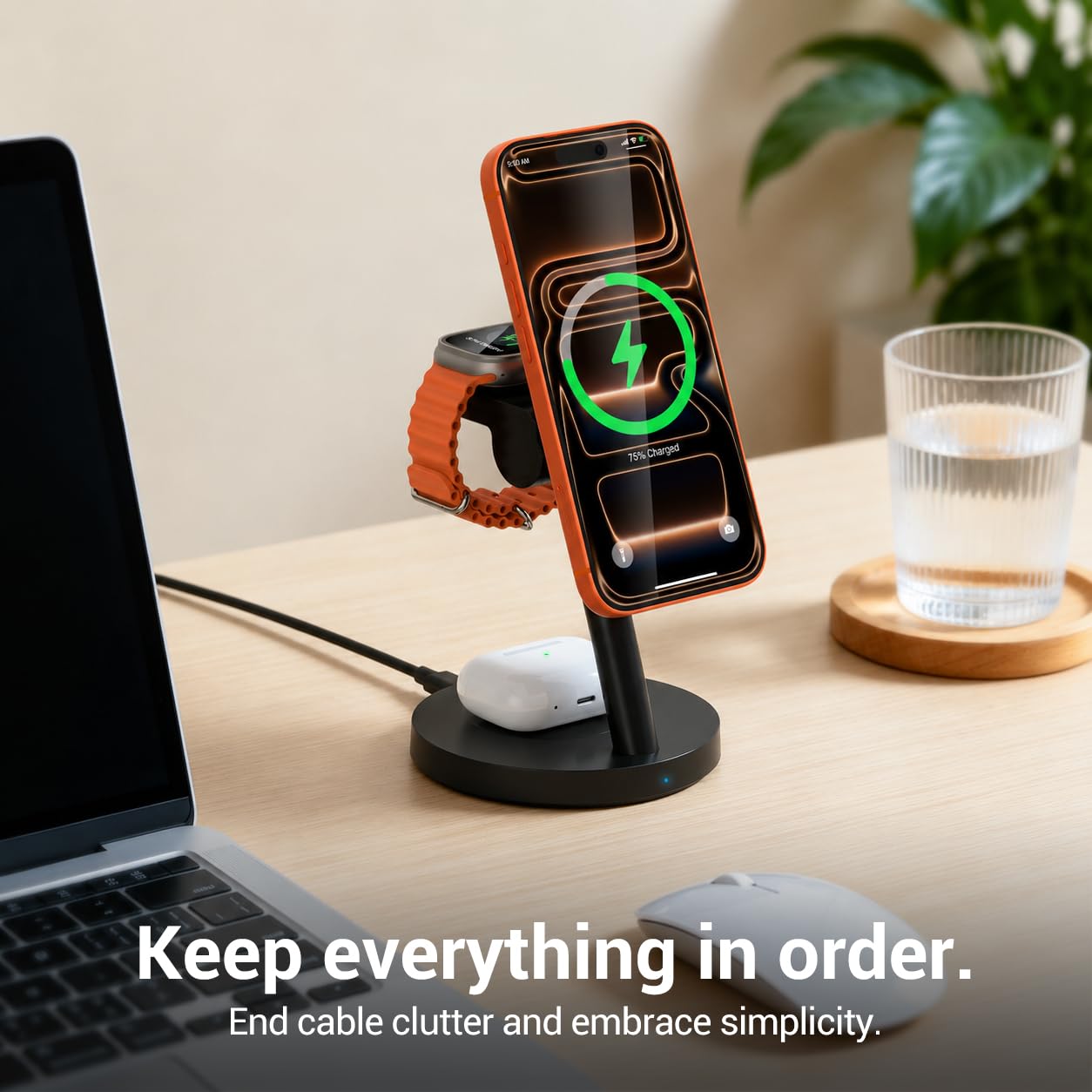 Qi2 Station de charge sans fil 3 en 1 25 W pour iPhone Samsung