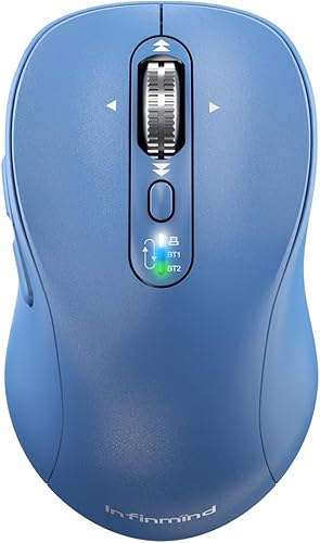 Mouse inalámbrico Bluetooth con desplazamiento de 4 vías, recargable, 4 niveles 3200 DPI, clic silencioso, 3 dispositivos para Windows, Linux, Mac