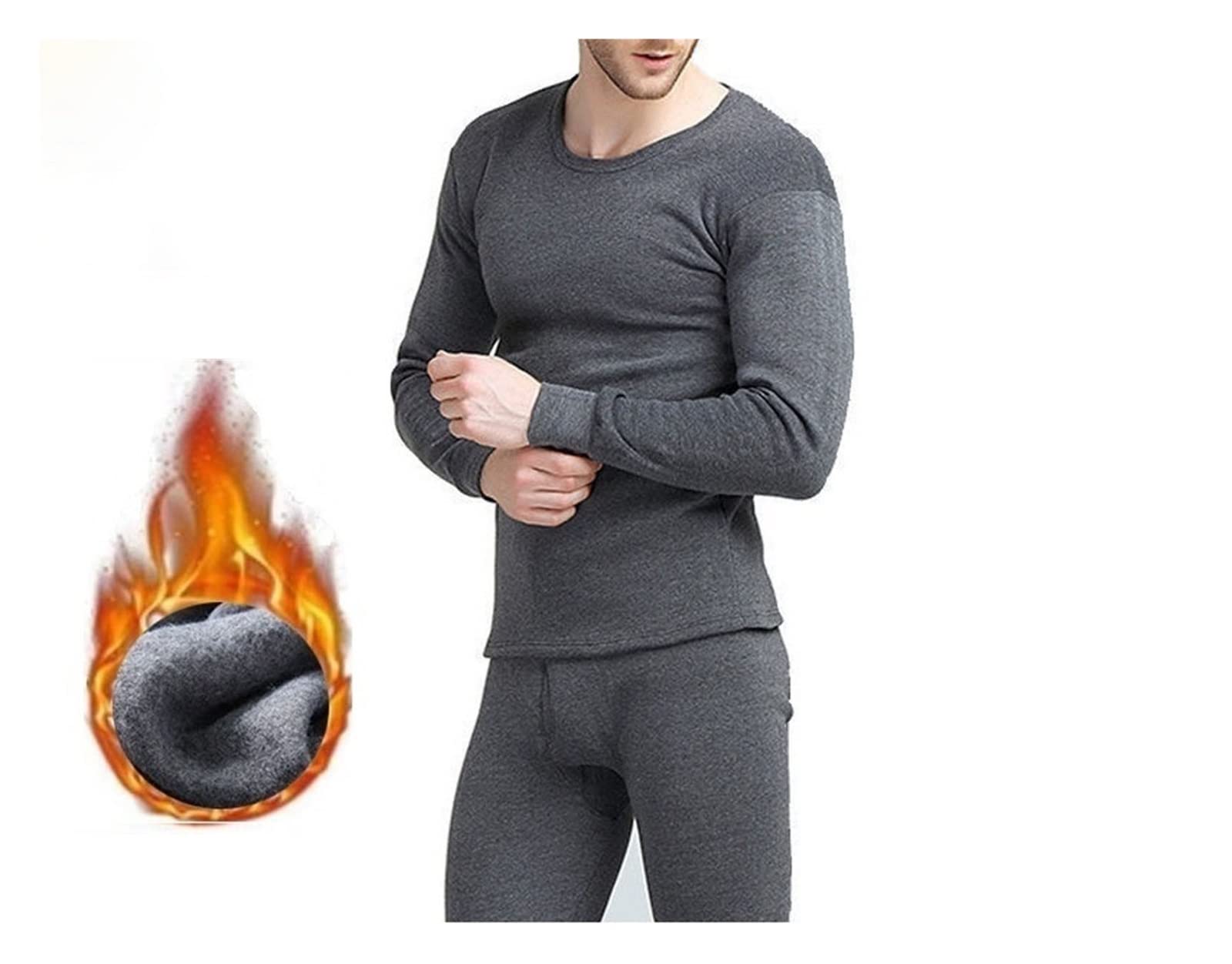 PAXAS Conjunto De Ropa Interior Térmica para Hombre Invierno Long Johns Conjunto De Ropa Interior Térmica para Hombre De Vellón Fino De Color Sólido Mantener El Calor