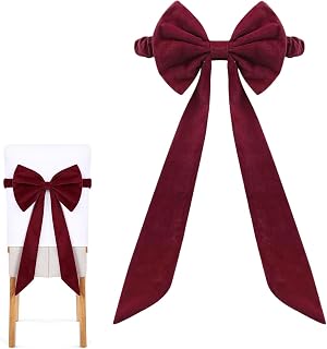 Lazos para sillas, lazos rojos de Navidad para sillas, lazos elásticos de terciopelo borgoña, lazos para sillas de Navidad, banquetes, bodas, eventos, vacaciones, eventos, fiestas, decoración, 11.8 x