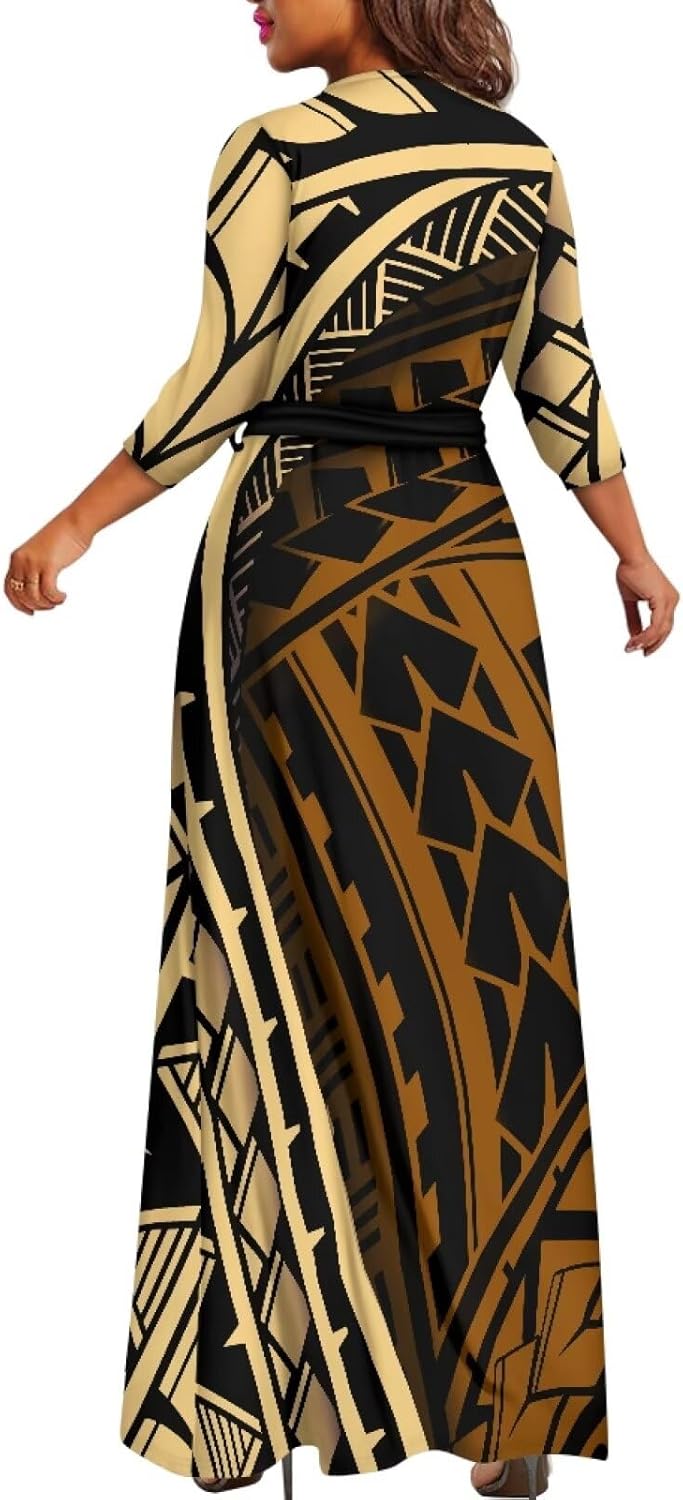 Samoa Couple Outfit Polynesian Dress for Women Traditional Puletasi Shirts for Men Tribal Shorts Trunks