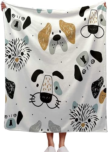 Mantas divertidas con caras de perro, manta creativa de moda para cama, artículos esenciales para dormitorio, 30 x 40 pulgadas
