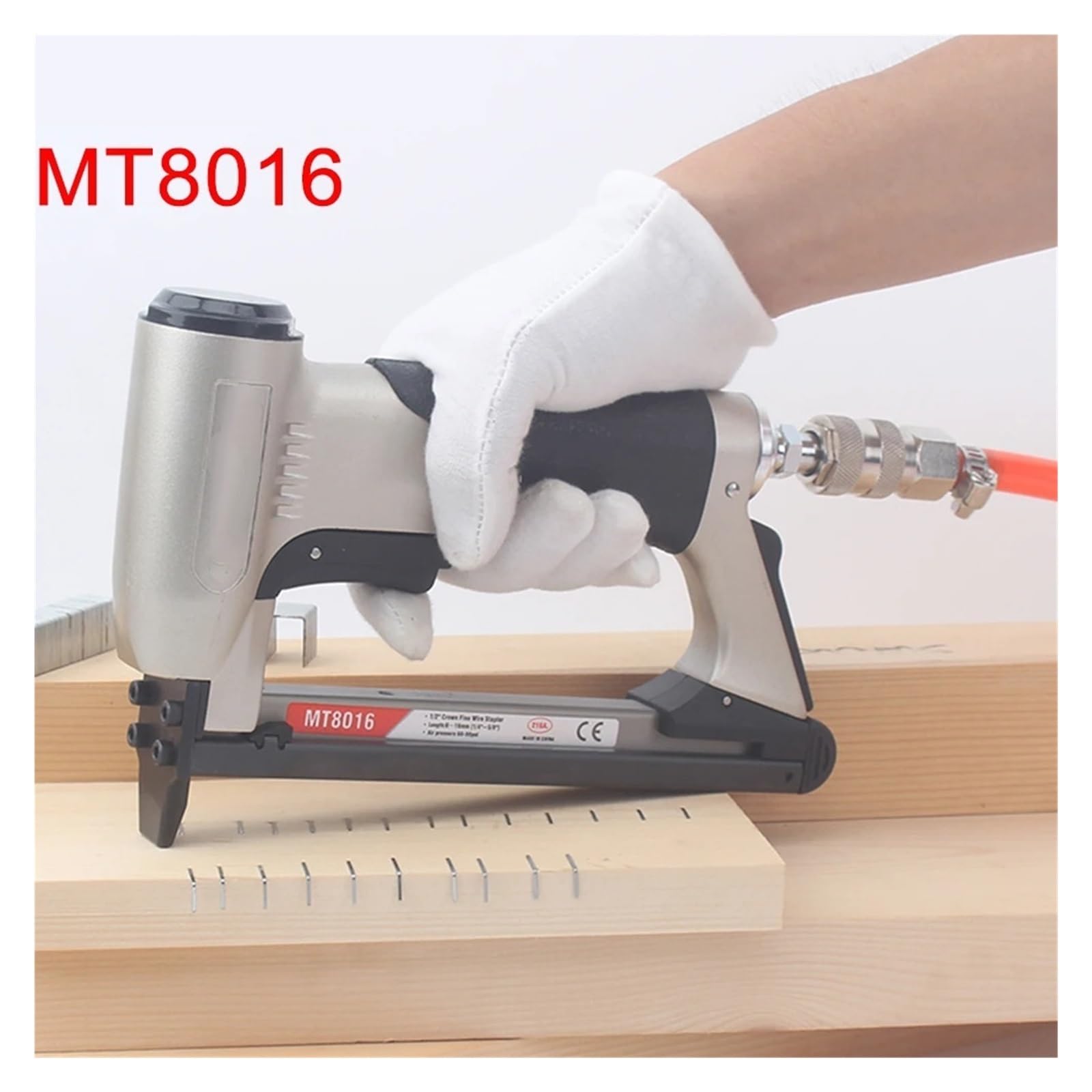 Pistola sparapunti pneumatica senza olio MT8016 21Ga Pneumatica 12,8 Mm Cucitrice Meccanica A Filo Sottile Pressione Aria Di Lavoro A Basso Rumore 5-6 Kgf/cm2