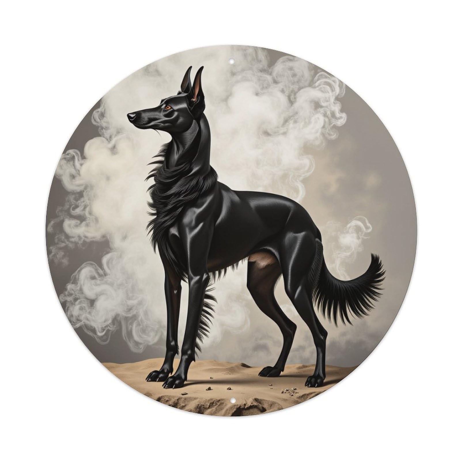 Jdfenggu Vintage Black Dog Smoke Desert Sky Retro Metal Tin Sign, Metal Poster For Bar, Home, Man Cave, Kitchen, Laundry Room Art Decor 8X8 Inch