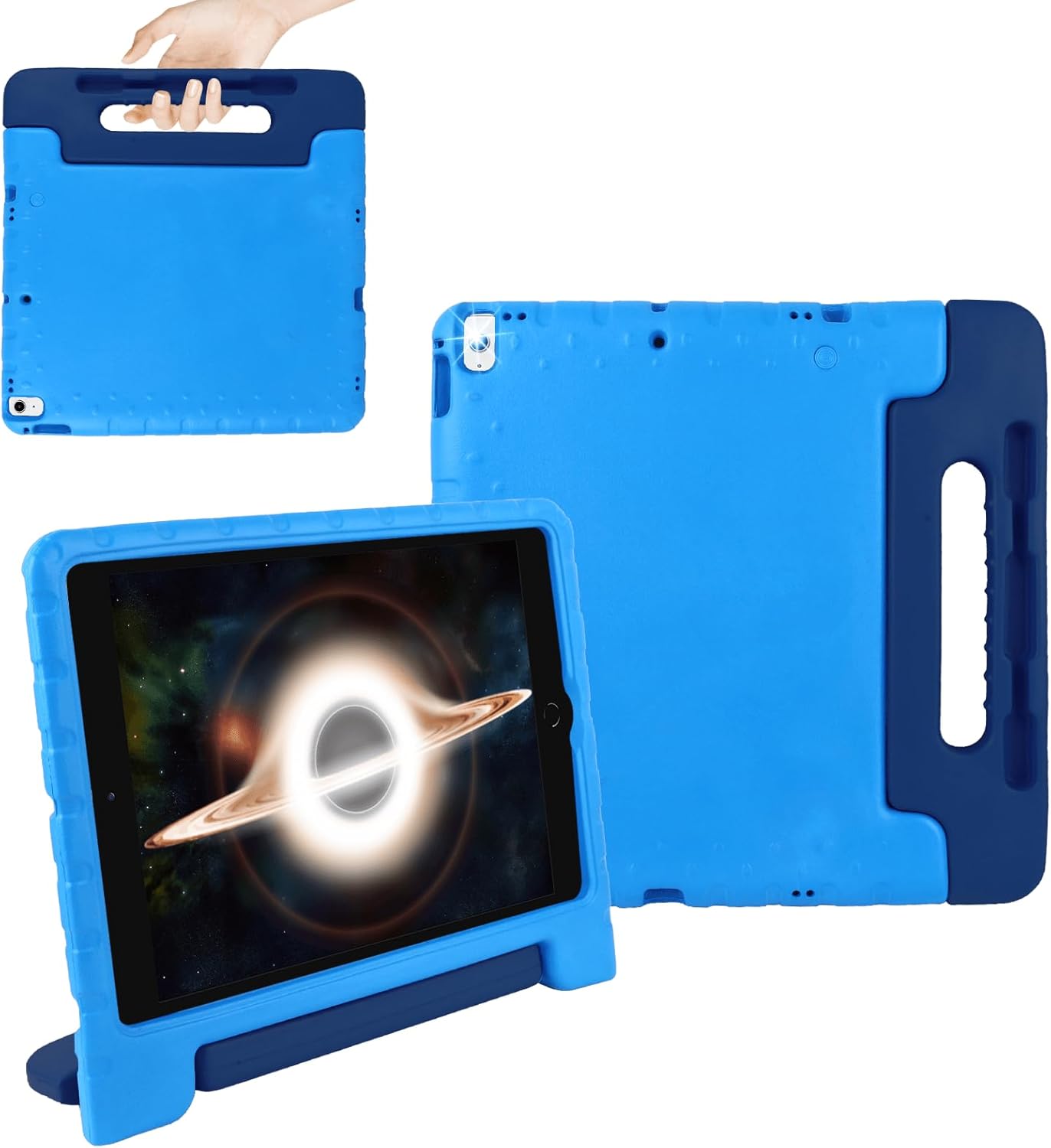 for Kids iPad Pro 12.9 Case 2nd 1st Generation with Pencil Holder and Anti-Slip Handle, Super Protection Rugged Cover for 12.9 inch iPad Pro 2015 2017 - Dark Blue