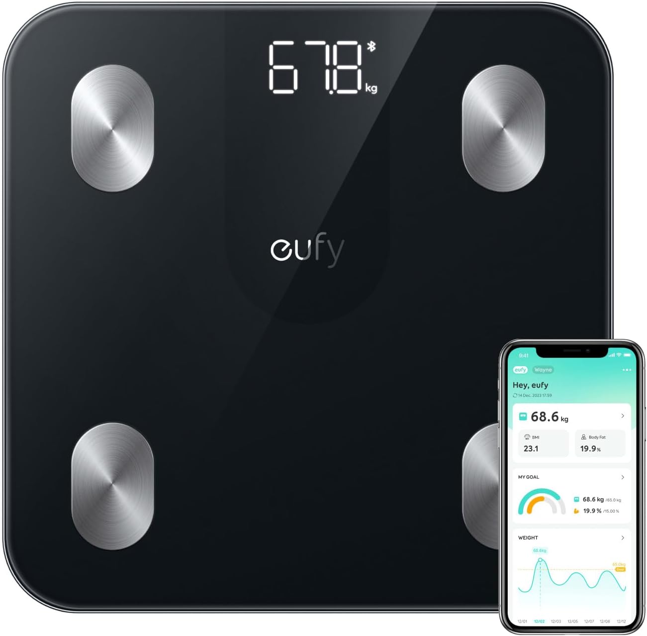 eufy Scales for Body Weight, Digital Bathroom Scales with Bluetooth