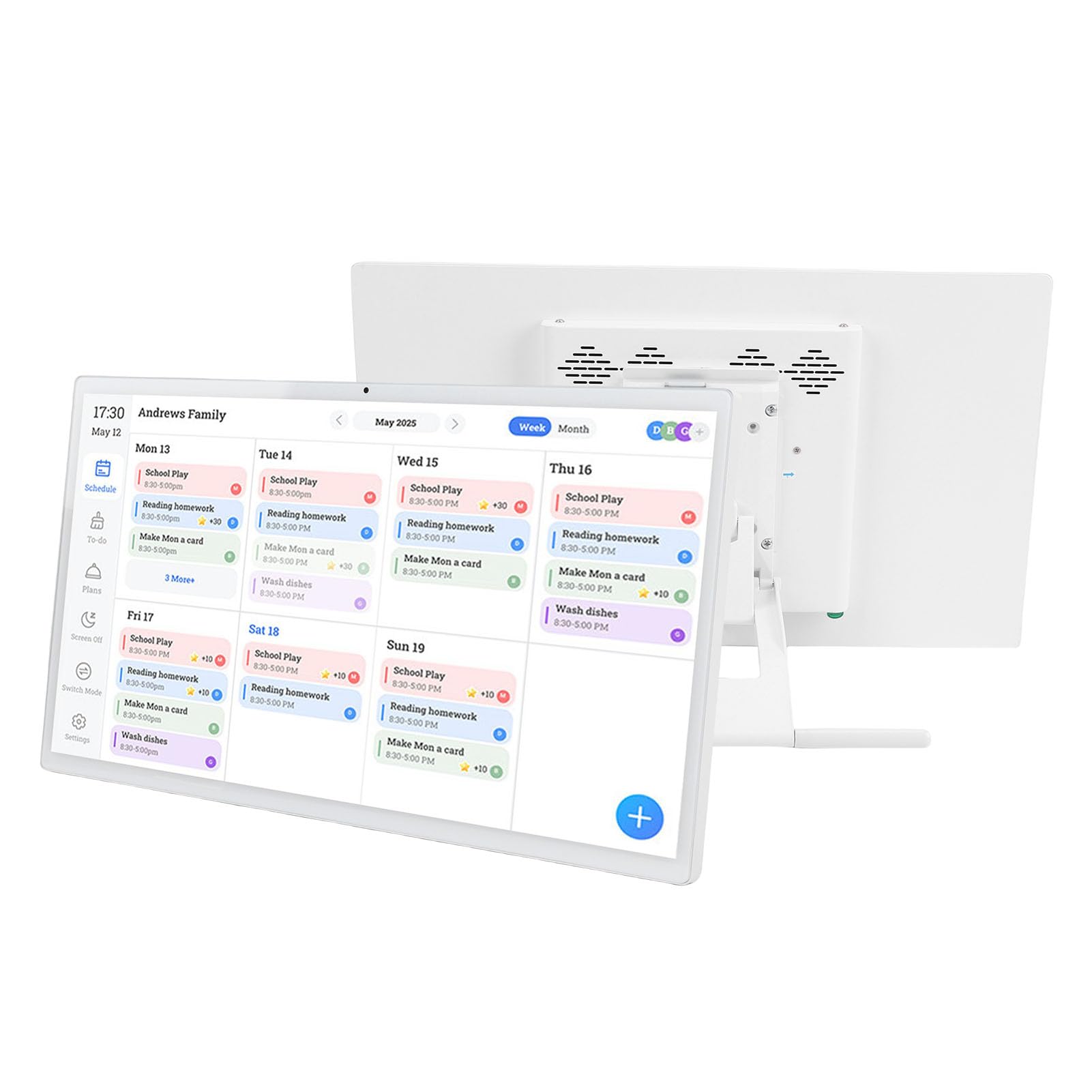 TARSHYRY 21,5-Zoll-Digitalkalender mit Fernbedienung, Smart-Touchscreen, Interaktives Display, Aufgabendiagramm, Smart-Familienplaner, Mediaplayer, 4 GB, 64 GB, Elektronischer (EU-Stecker 100–240 V)