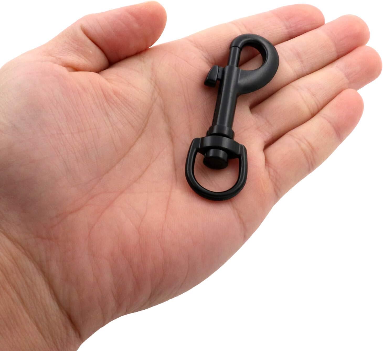 BIKICOCO 3/5'' Swivel Bolt Snap Hook Lobster Claw Clasp Trigger Spring Loaded Clip, D-Ring Ended, Black - Pack of 20
