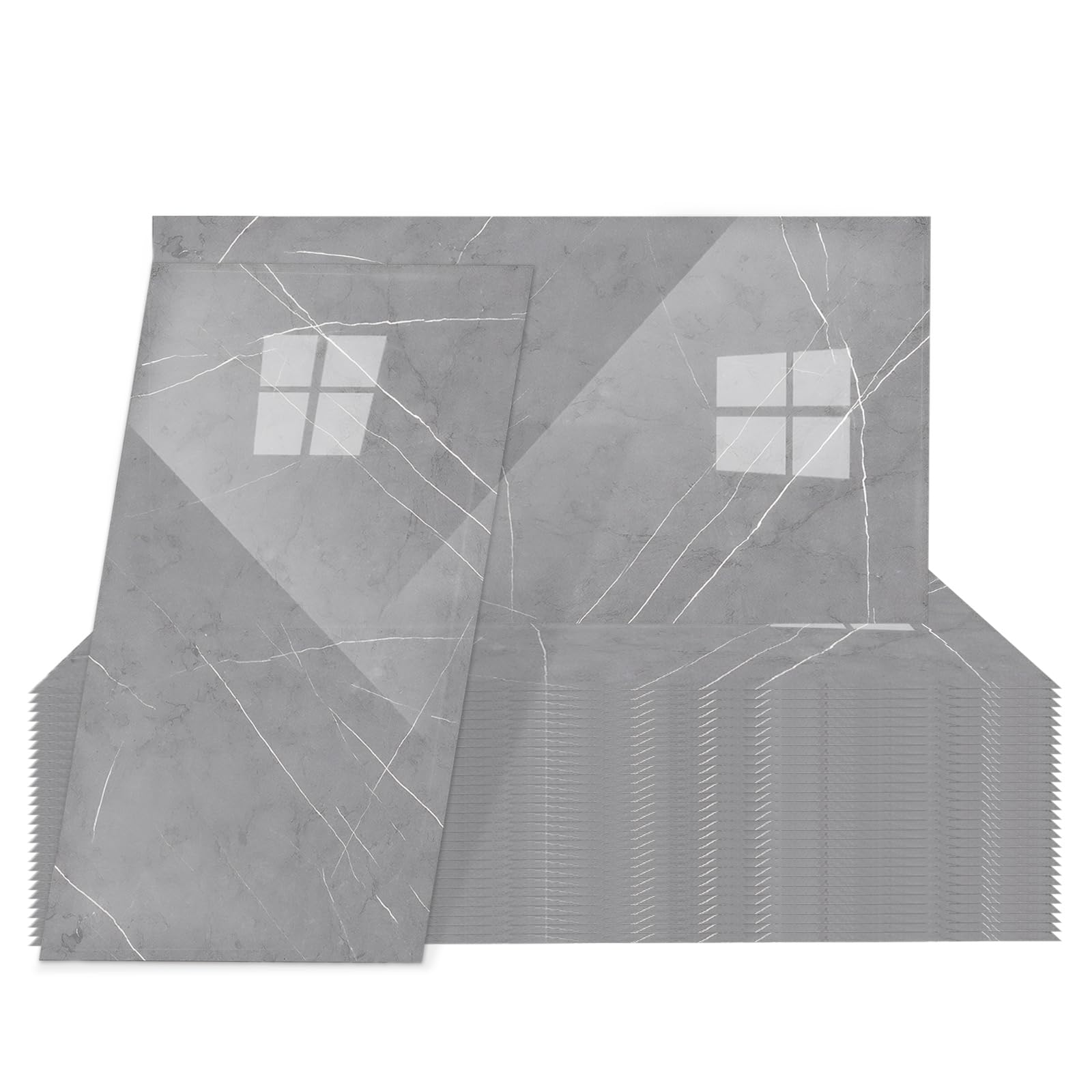 30 PCS Waterproof Marble Grey Wall Tiles Self Adhesive 30 * 15 cm