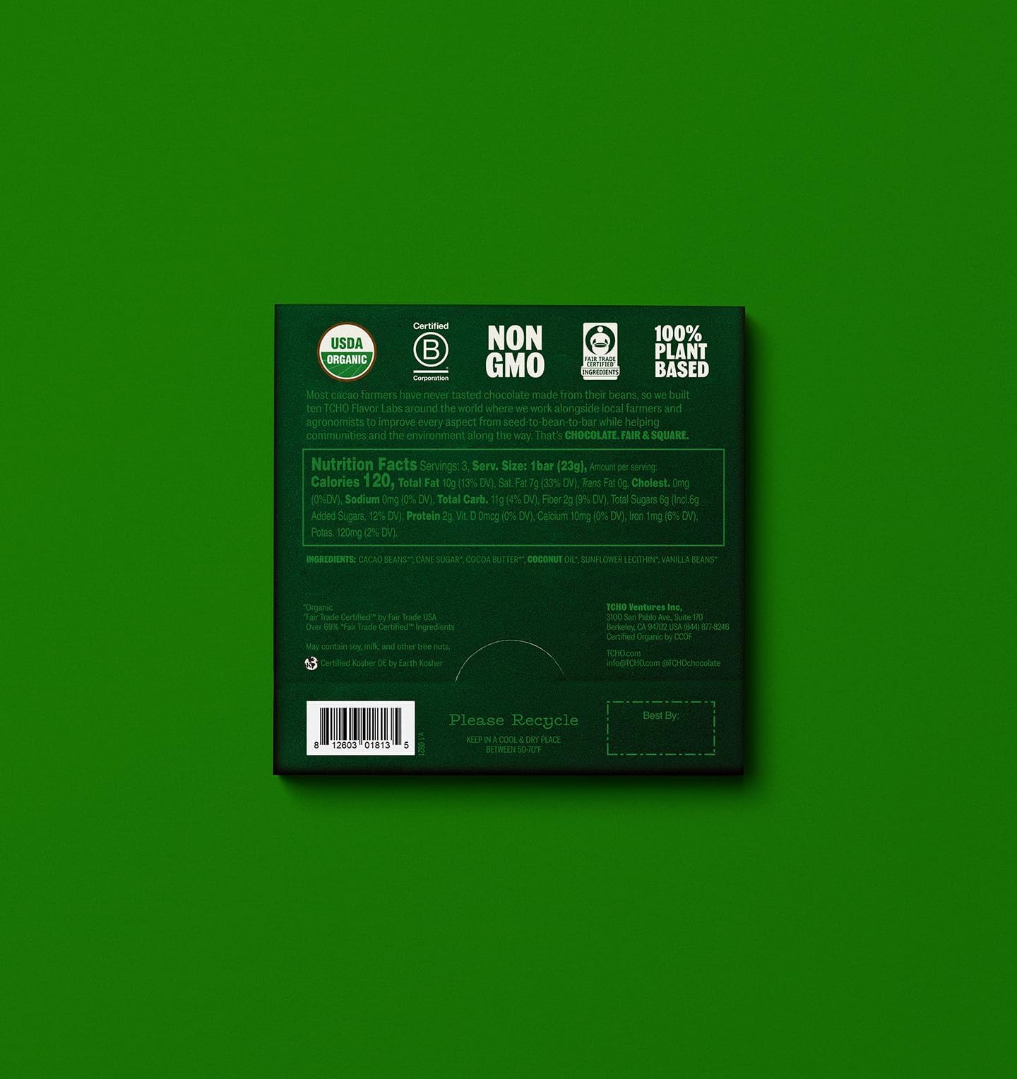 TCHO 12-Bar Dark Chocolate Variety Pack - Single Origin, Plant Based, Organic & Fair Trade - Non GMO, Non-Dairy, Vegan, Soy Free (2.5oz each) - Perfect Organic Chocolate Gift Box for Any Occasion