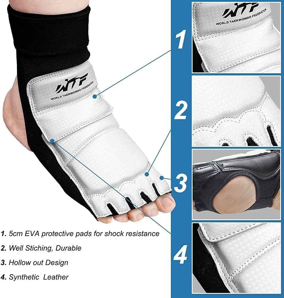 LangRay Taekwondo Handschuhe & Fußschutz Set, Boxen Fußschützer und Halbfinger Boxhandschuhe Kit für MMA Karate Kampfsport UFC TKD Kung Fu Boxsack Martial Arts Kickboxen Sparring Training Gear