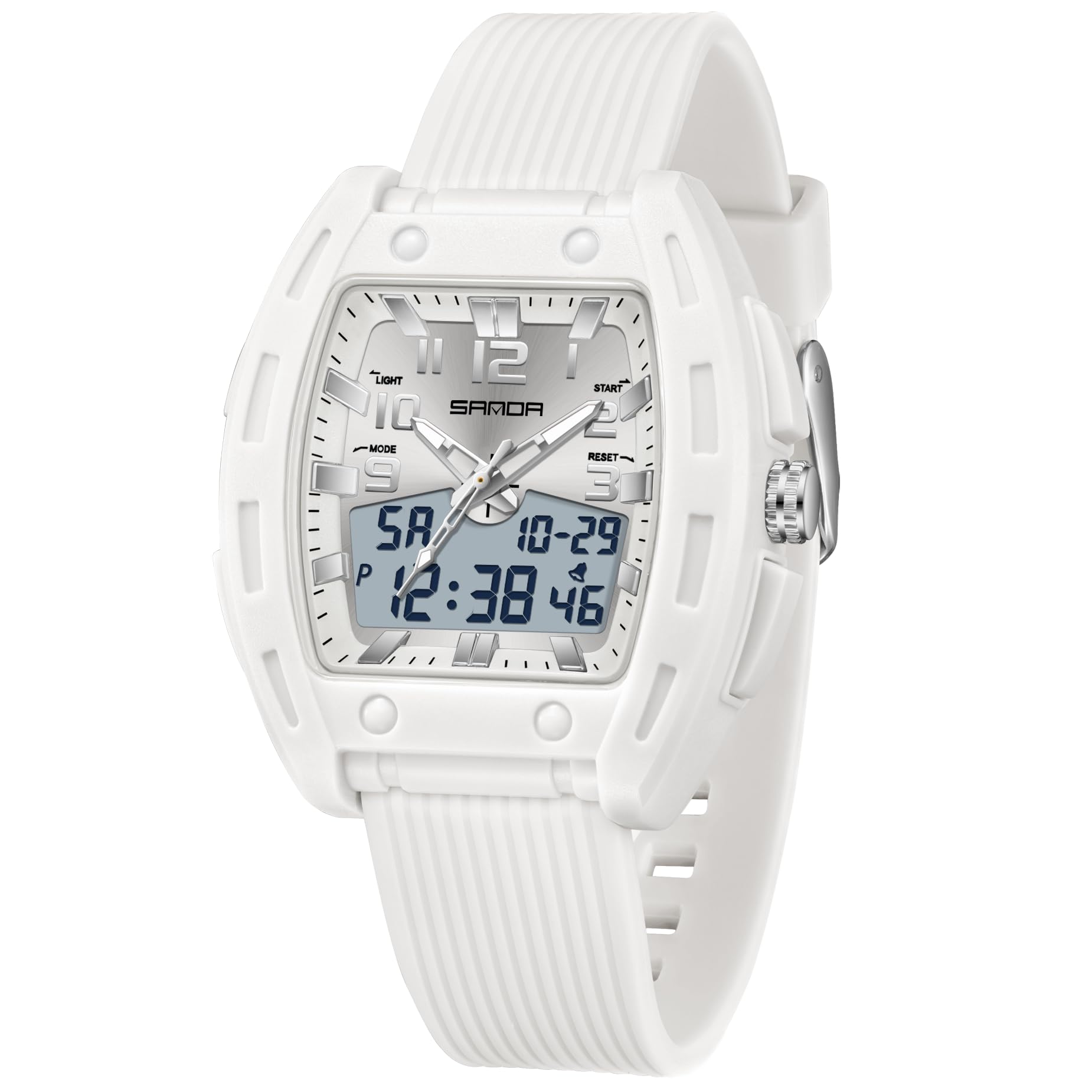 Relojes de mujer para mujer Relojes rectangulares únicos para mujer Relojes deportivos analógicos digitales con alarma cronómetro resistente al agua Señal horaria 12/24H Iluminación Reloj de