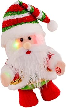 Interactive Dancing Santa Figure Including Multicolored Lights and Christmas Music for Indoor Holiday Family Fun Holiday Motion Decoration with Music