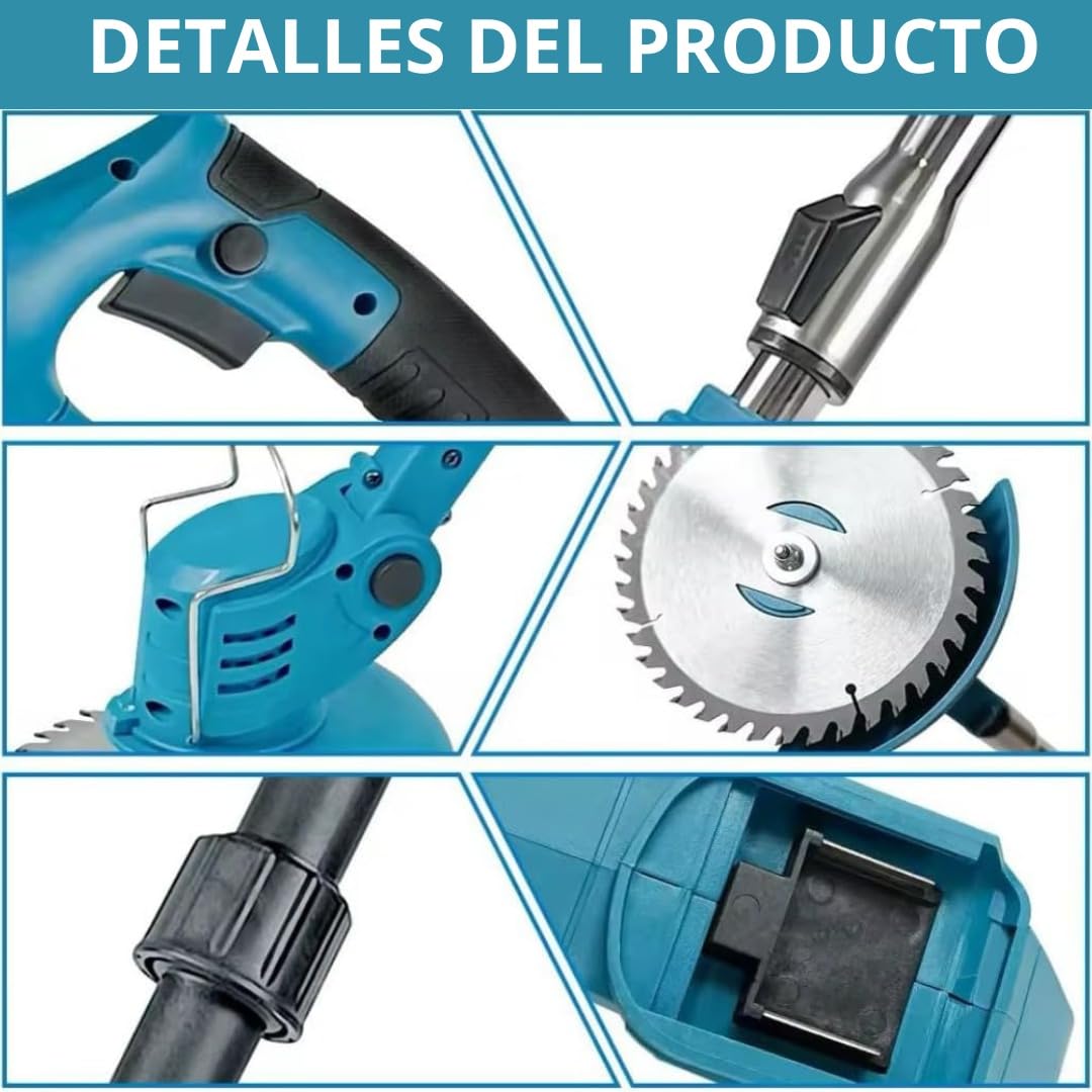 Desbrozadora a batería de 48 V, con doble batería y hoja giratoria, potente 3 en 1 para césped, arbustos y jardines
