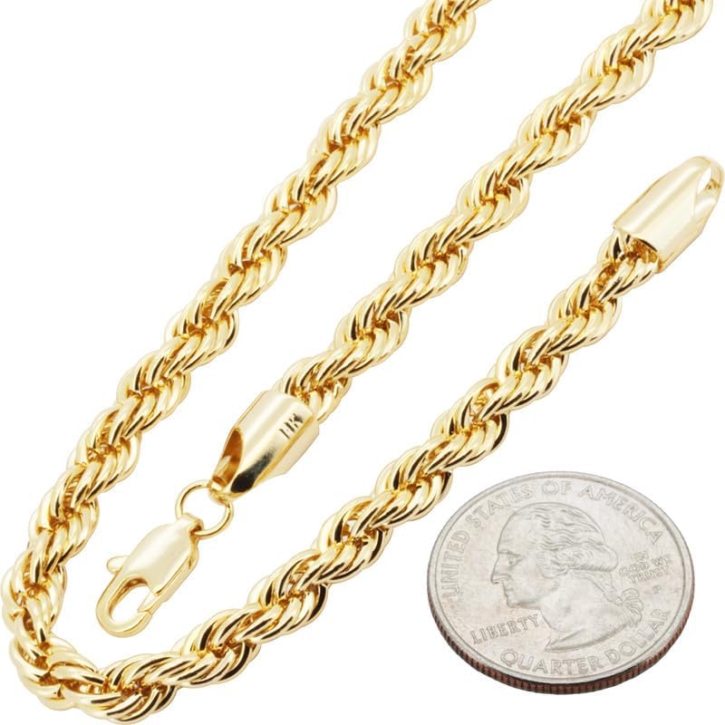 14K Gold Filled 1.5-6MM Rope Chain Necklace Bracelet For Women & Men 8″-24″