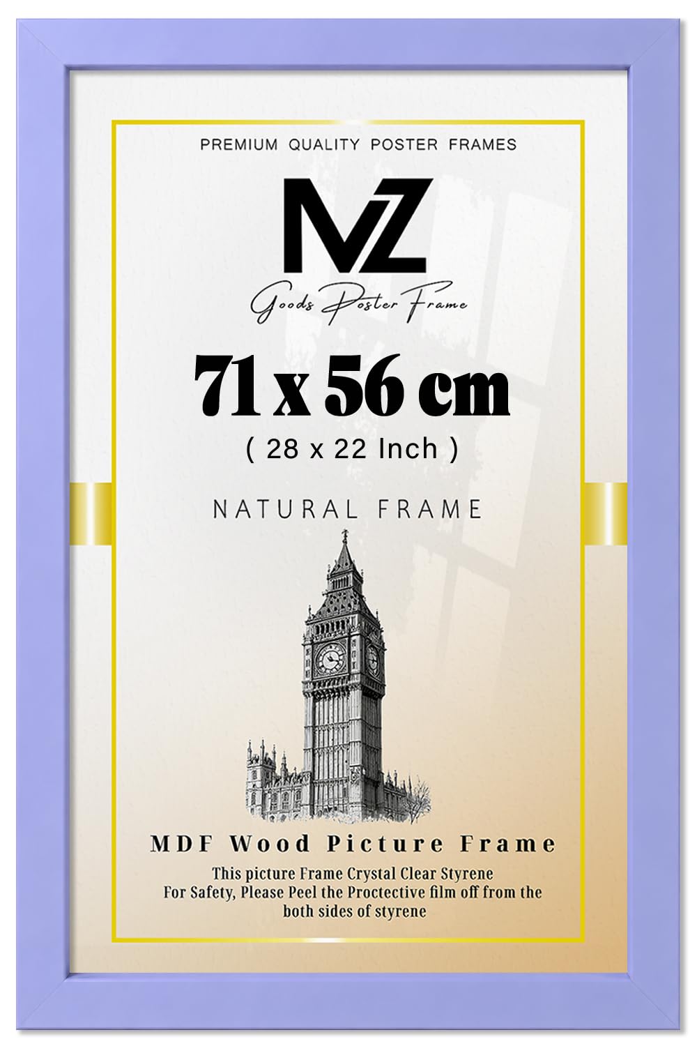 MZ GOODS | Purple 2' 4" x 1' 10" Poster Frame (71 x 56 CM) Museum Quality, Ideal for Art Enthusiasts, Ready to Hang High-Definition Prints 28 x 22 Inch [ Purple ]