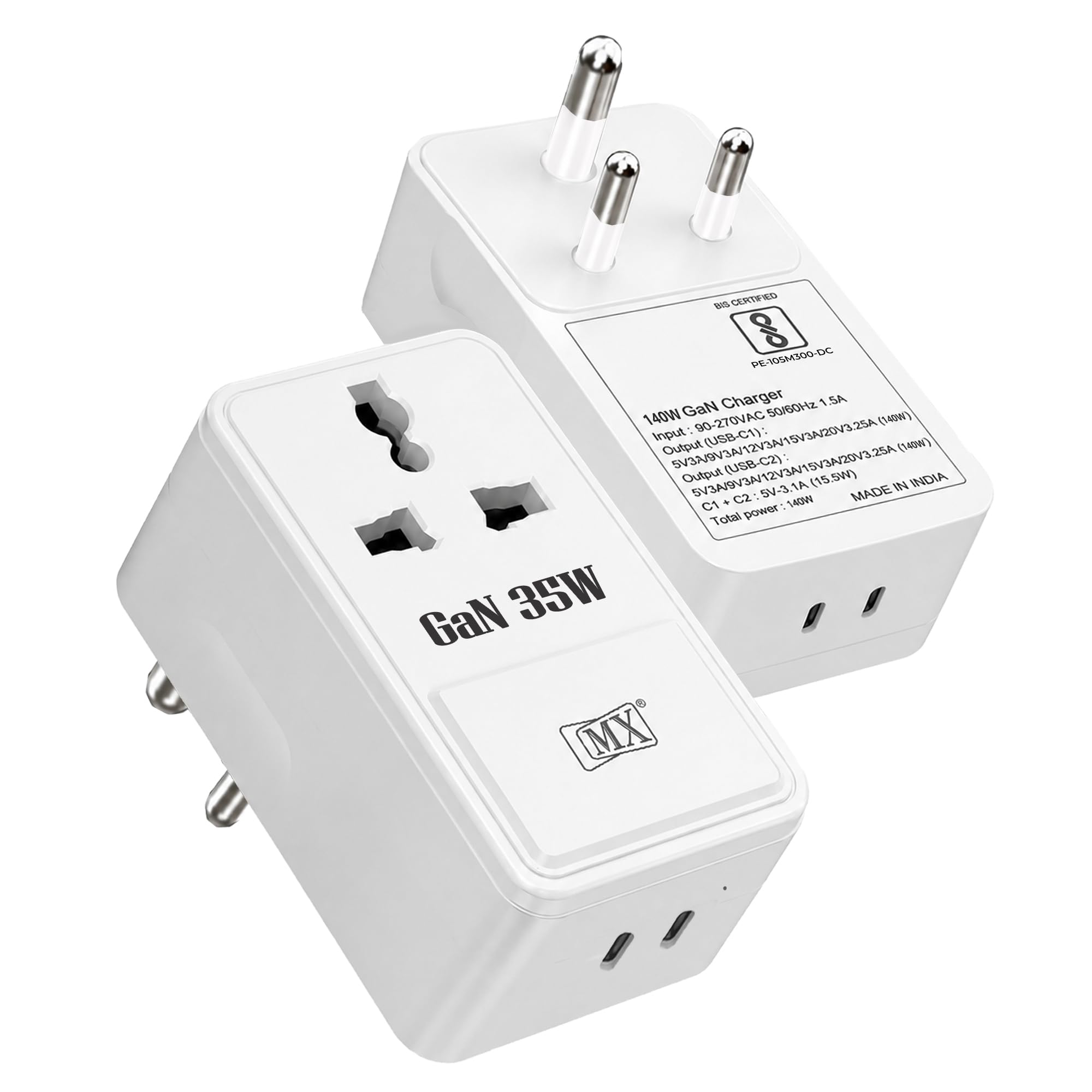 MX 35W 3-in-1 Universal Travel Adapter with Indian Plug, GaN USB-C PD Fast Charger, Dual USB-C Ports, 2500W Universal Socket for Mobile, Laptop, MacBook, iPhone, Samsung, Tablet, Home & Office-picture-26