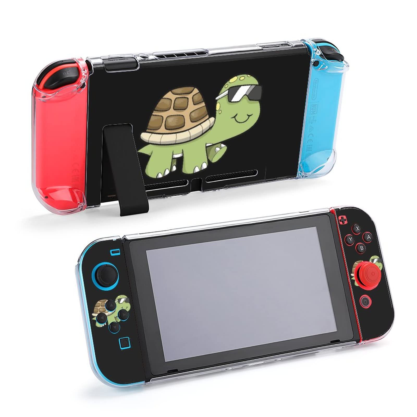Tortoise with Sunglasses Protective Clear Case for Switch Game Controller Grip Cover Cute Printed