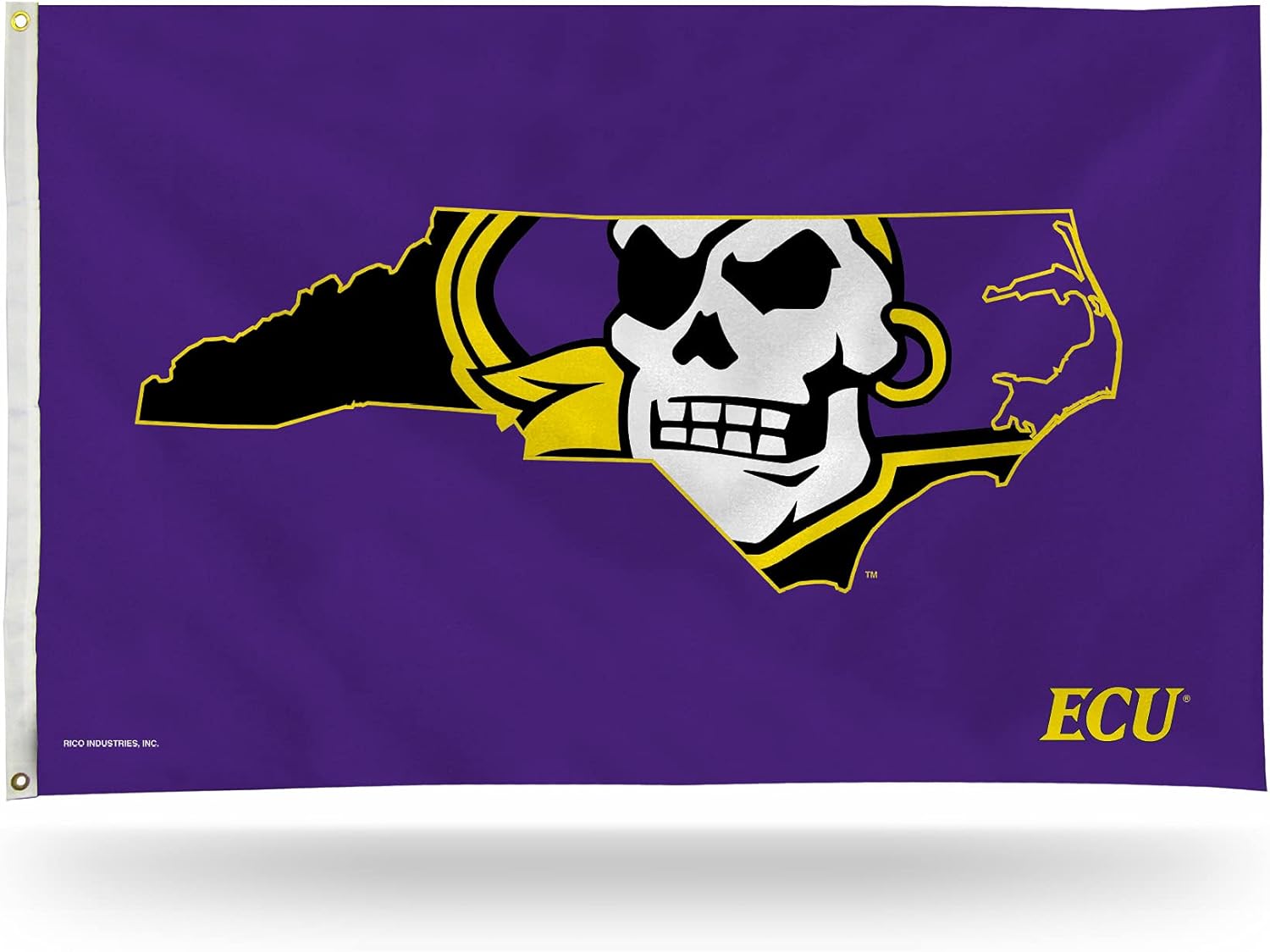 Rico Industries NCAA East Carolina Pirates State Outline 3' x 5' Banner Flag Single Sided - Indoor or Outdoor - Home Décor