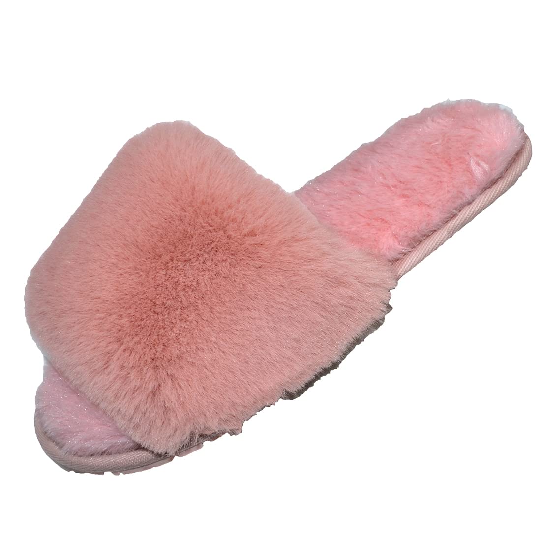 Millffy Women Fluffy Ladies Slippers Faux Wool Fuzzy Slippers Chic Luxurious Open Toed Soft Fur Slippers