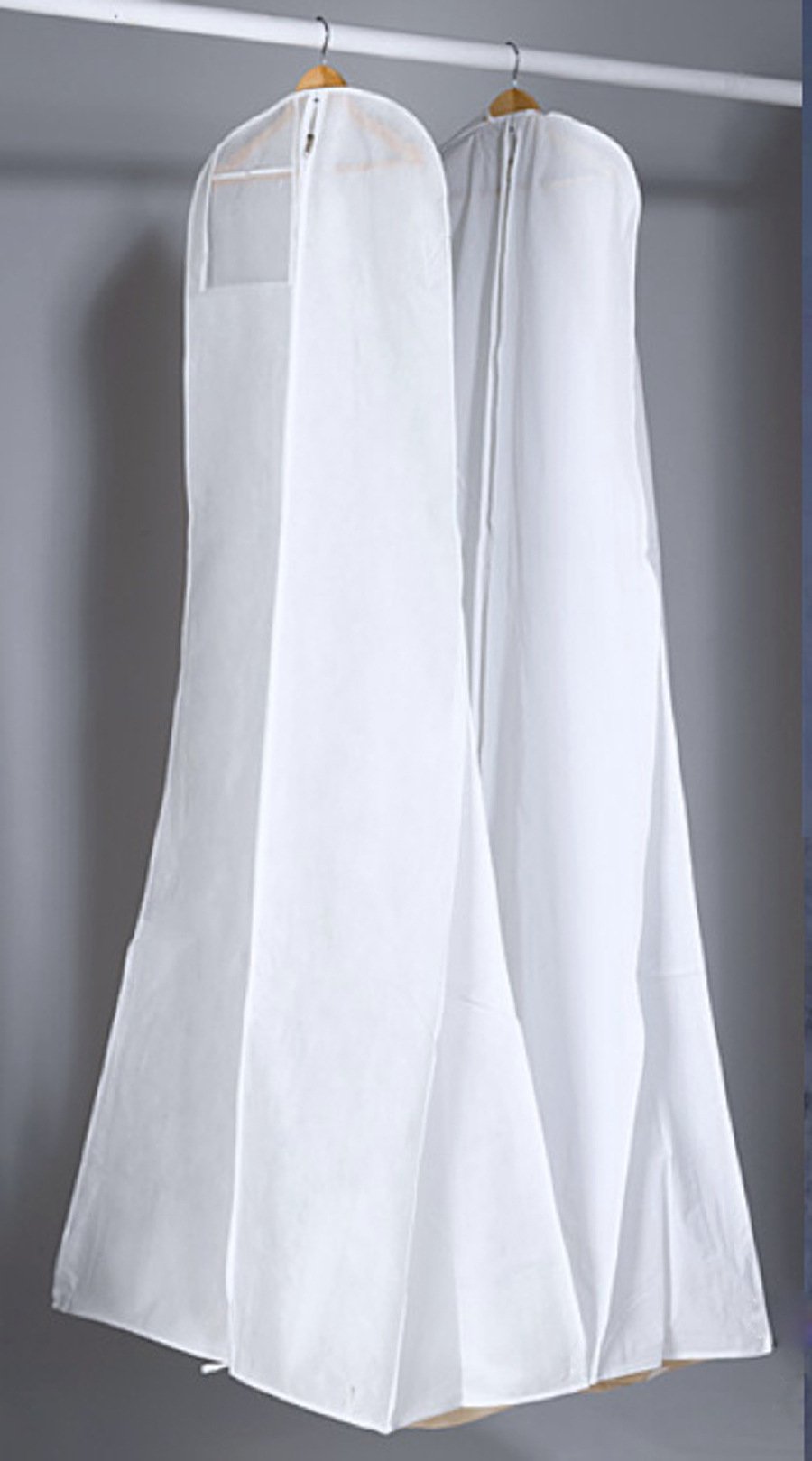 Garment Bags for Storage, Extra Large Wedding Dress Zipper Garment Bag,Vinyl, White 72