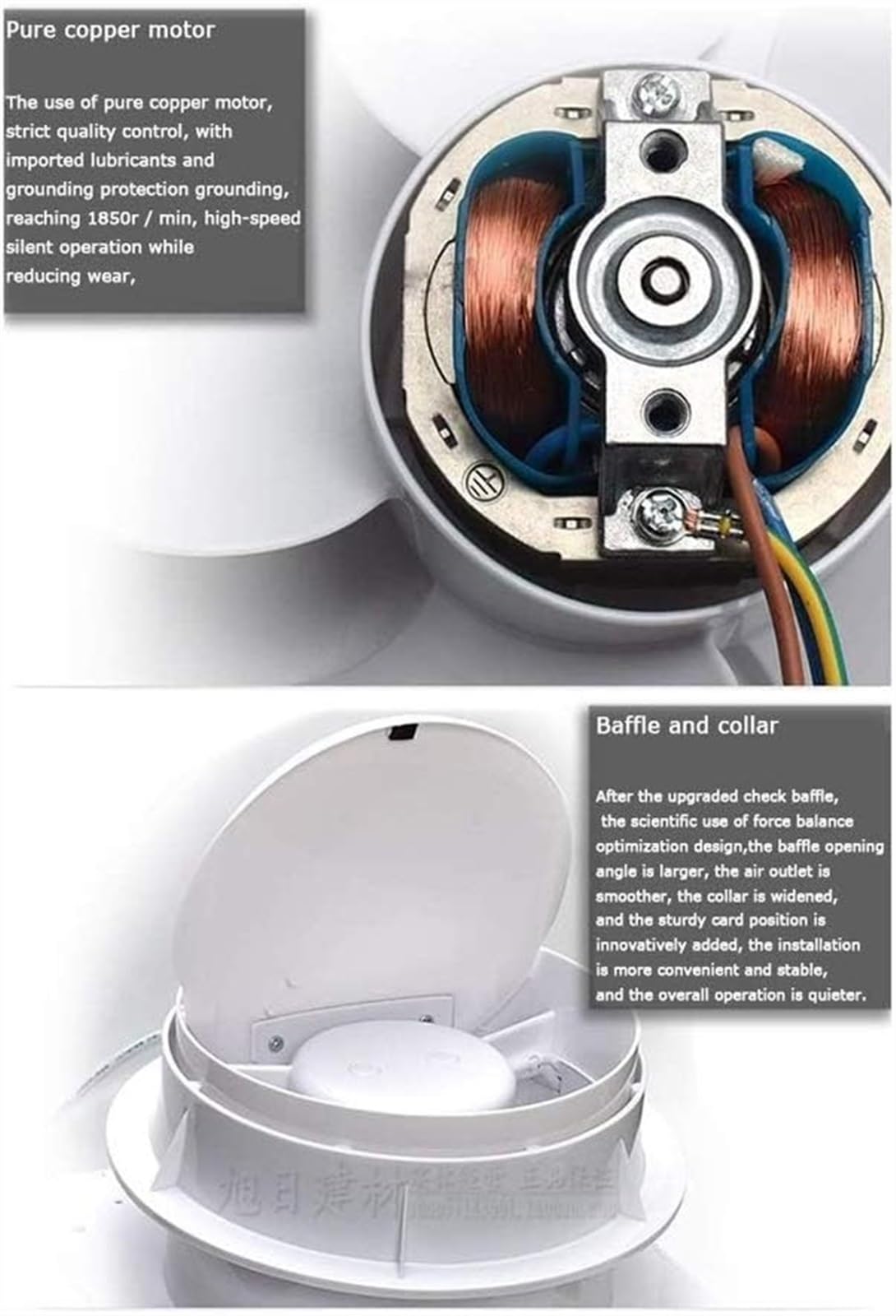 NAKEAH Extractor de Aire de 6 Pulgadas, Extractor de Aire de bajo Ruido montado en la Pared for el hogar, baño, Cocina, Extractor de ventilación de 10W