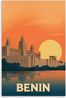Benin Africa Vintage Travel Poster Decorative Painting Canvas Wall Art Living Rooms Bedroom Painting 16x24inch(40x60cm)