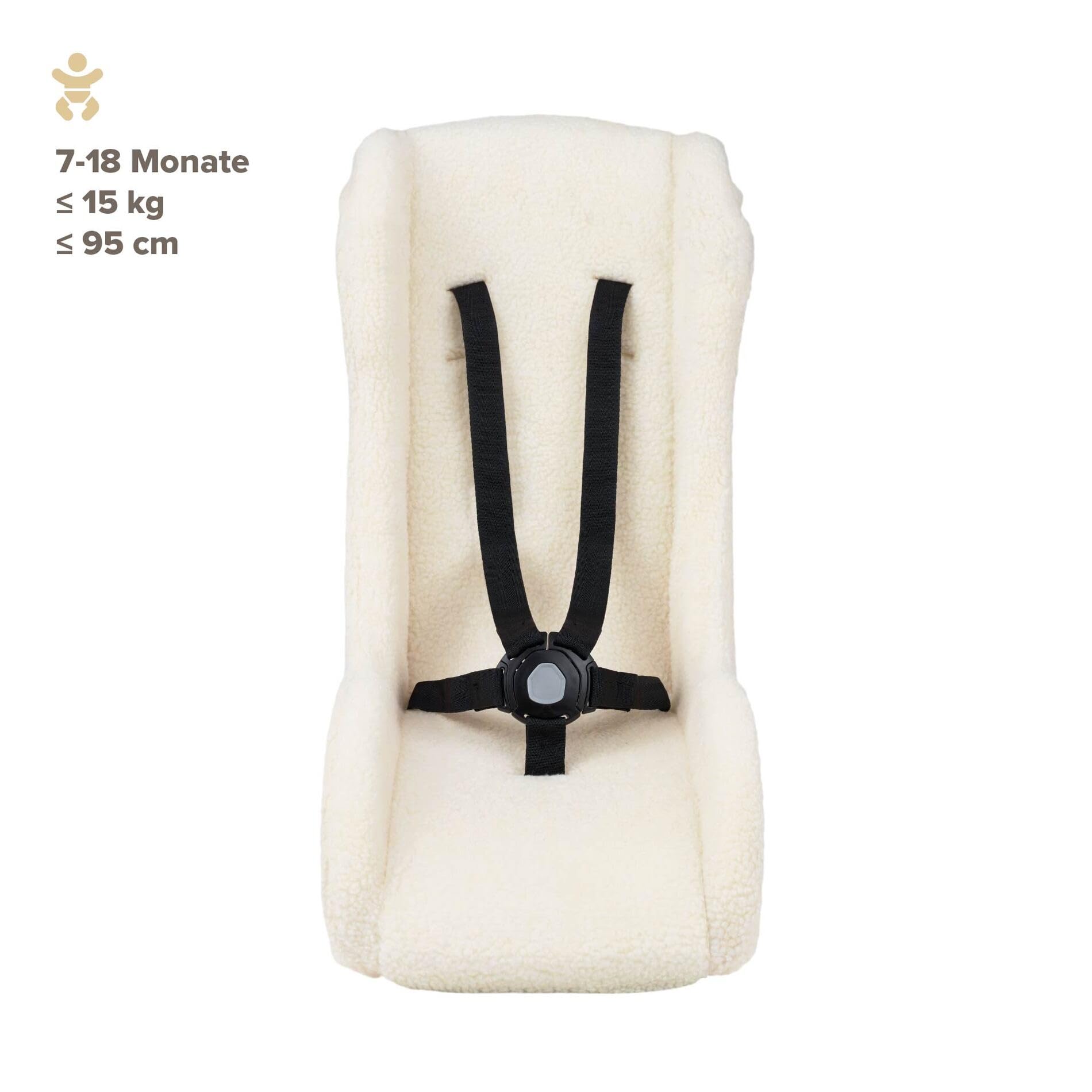 POLISPORT Mini Pelican Fleece Babysitzverkleinerer 5-Punkt-Gurt für Anhänger Kinderwagen Weiß