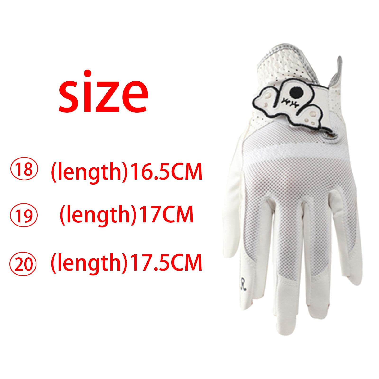 Golfhandschuh für Herren und Damen, linke Hand, Spieler, Mikrofaser, weich, bequem, 17 cm, Weiß