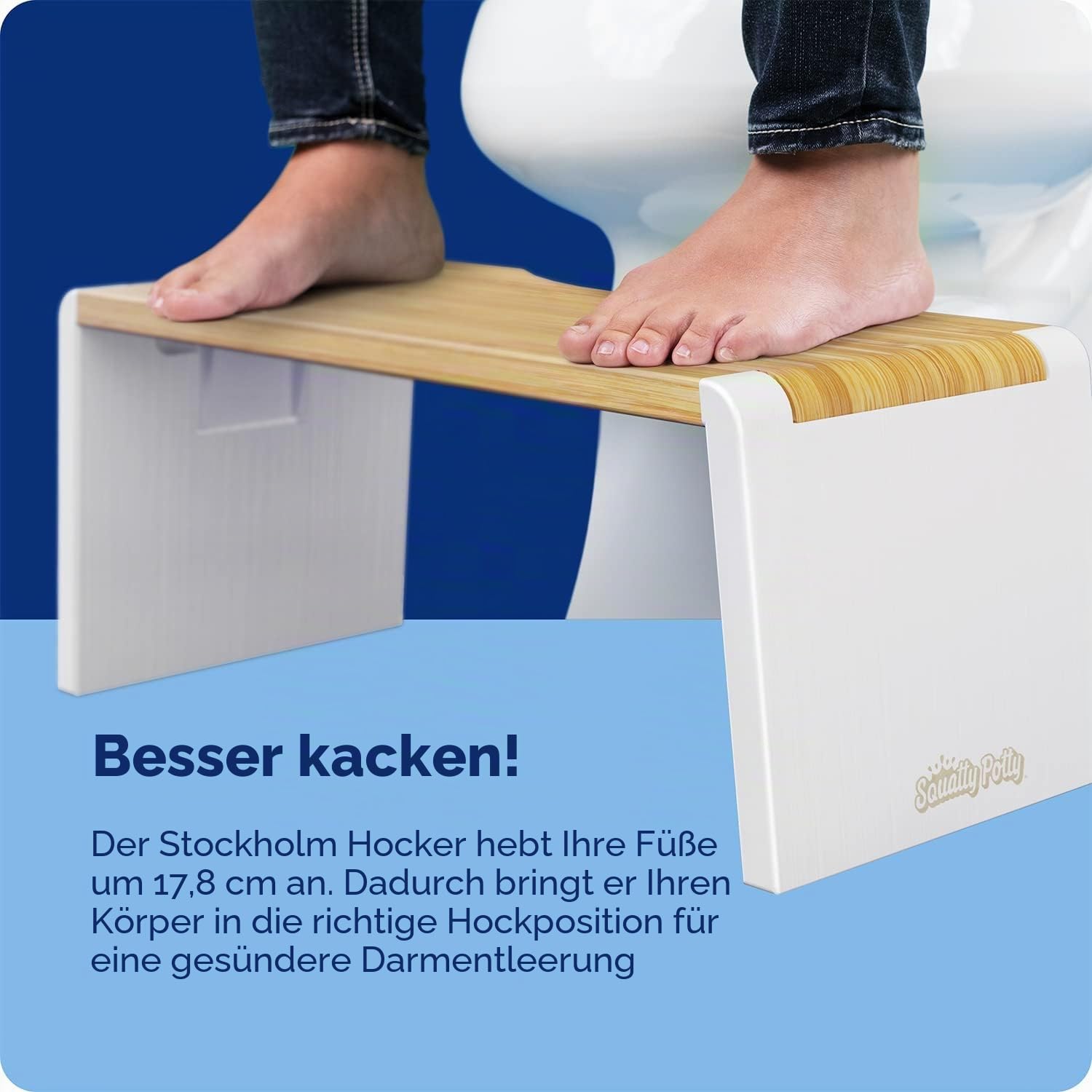 Squatty Potty Stockholm Falten Bambus Toilette Hocker, 7-Zoll Collapsible, Braun und Weiß