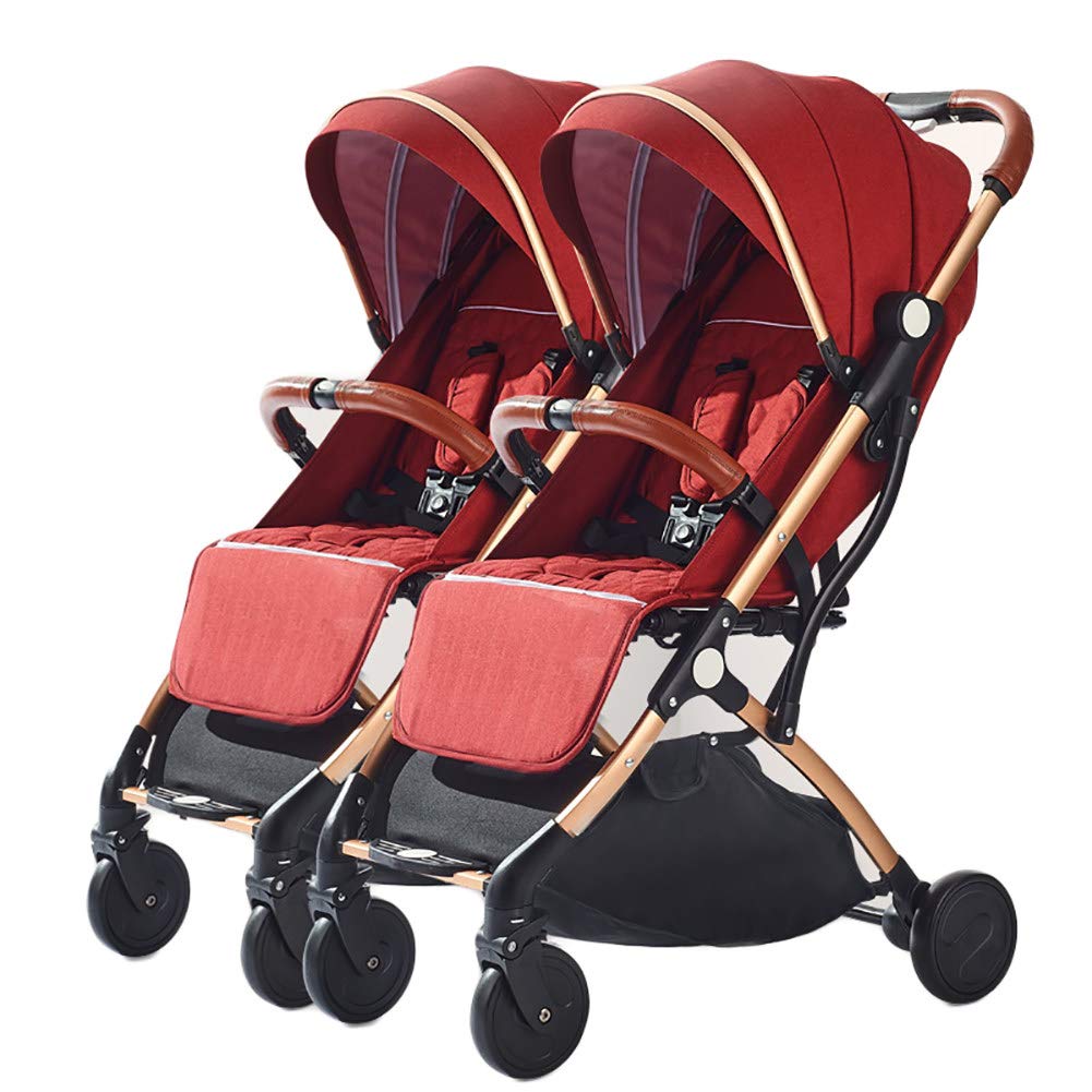 Twin Pushchair Side to Side Detachable Double Dolls Buggy Ultra Light Portable Folding Baby Stroller Pram for Toddler Age 0 to 3 Years,I