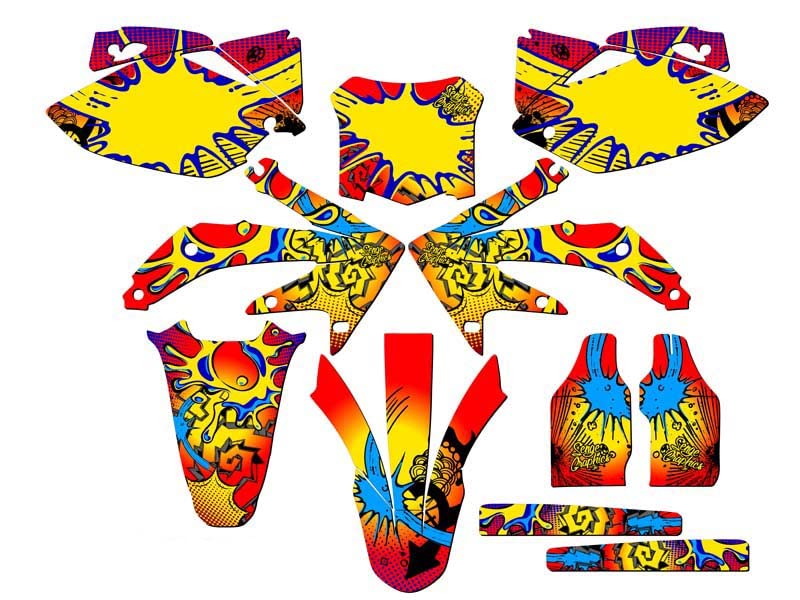 2008 CRF 450 R Zany Red Senge Graphics Complete Kit Compatible with Honda