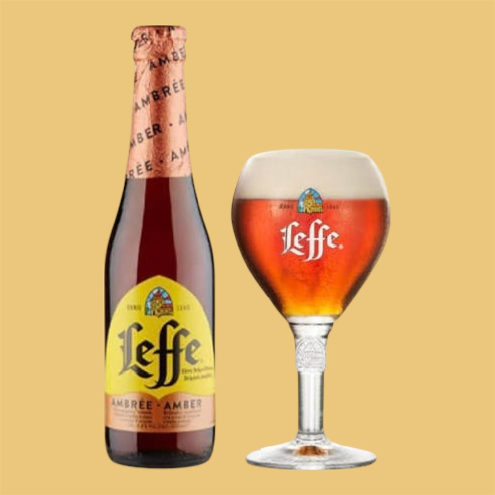 Leffe Ambrée Bier 24 Flaschen a 0,33 l – Belgisches Abteibier – Dunkles Bier mit malziger Note