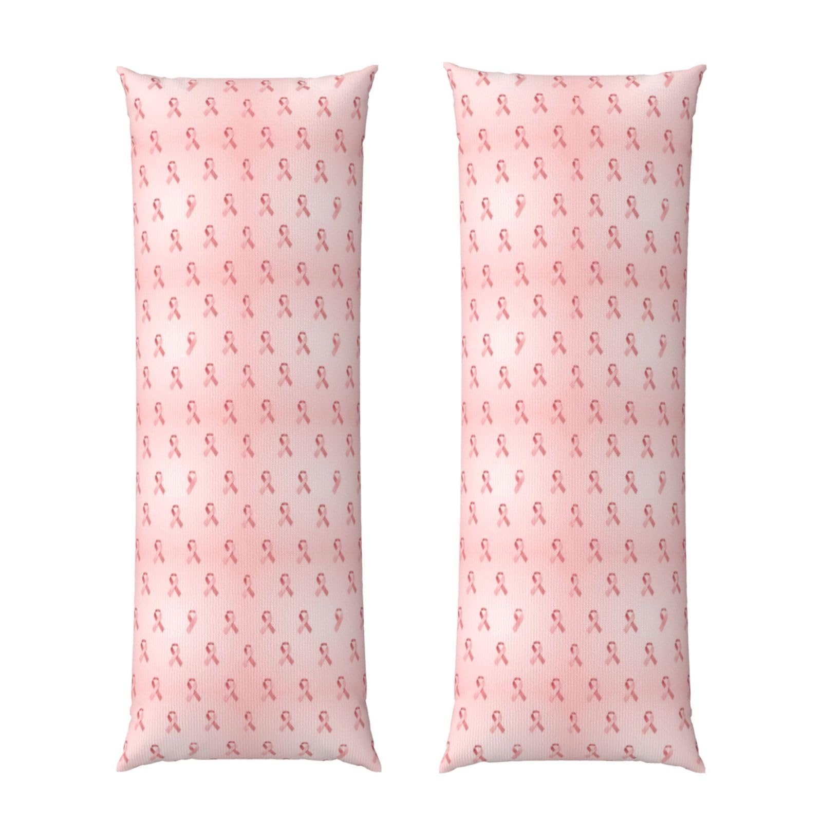 Body Pillow Protector 20x60 Breast Cancer Ribbons Awareness Pink, Ultra Soft Zippered Pillow Cover, Breathable Cozy Fabric, Machine Washable for Bed Sofa Couch