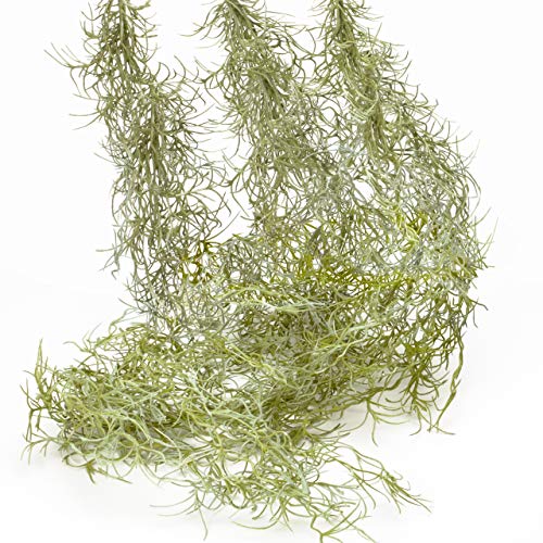 SEEKO Faux Greenery Moss for Potted Plants - Realistic Spanish Moss - Hanging Plants Artificial Decor Fake Moss - Hanging Vines Terrarium Moss â€“ 3 Pack