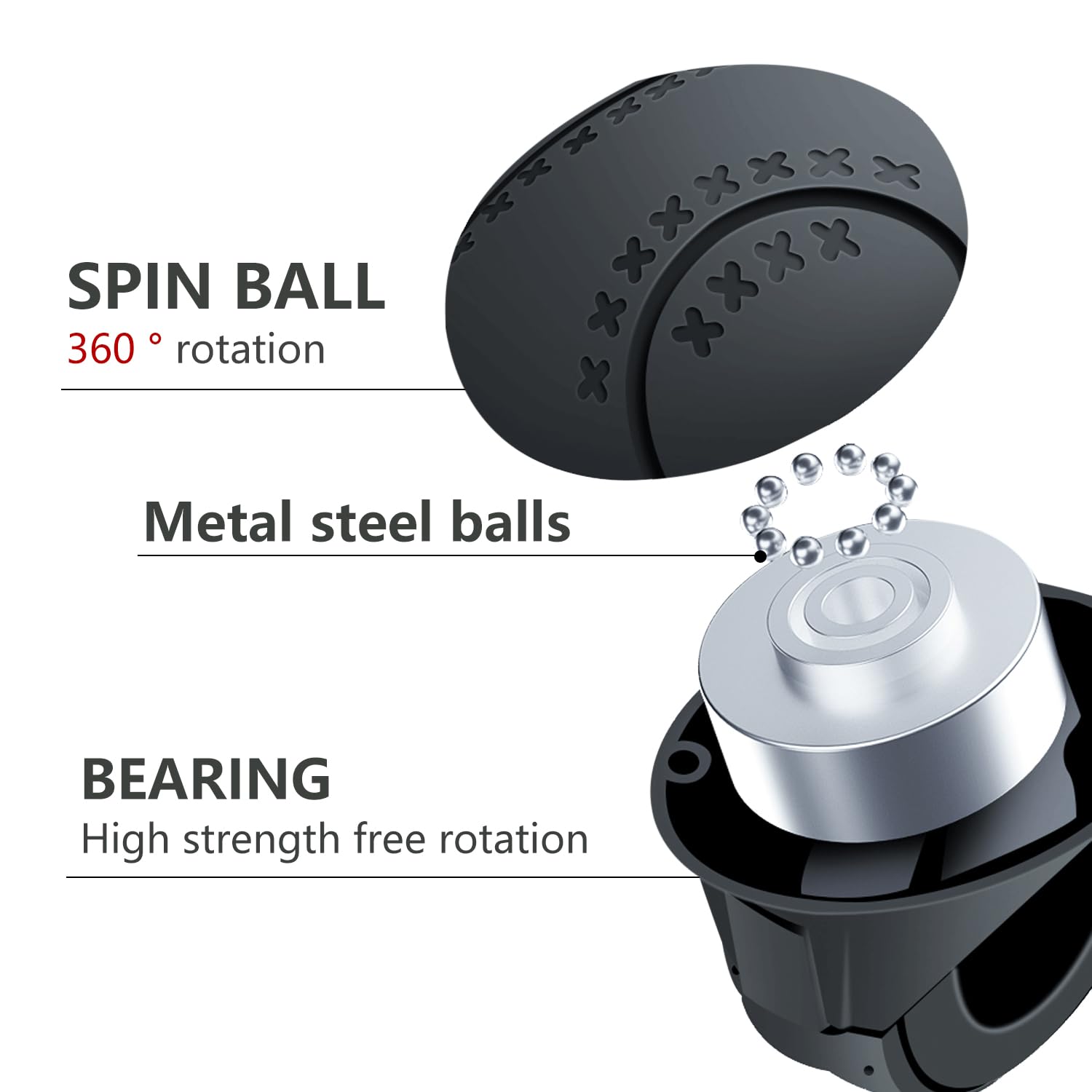 Stuurwiel Power Bal, Stuurwiel Spinner Knop Power Draaihulp Bal Thunder Stijl voor Auto's Vrachtwagen Tractor Boot:(zwart