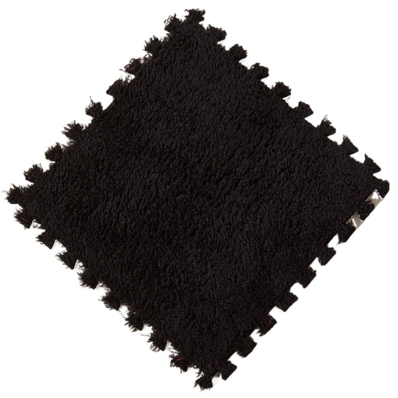 Hiseng Alfombra Puzzle Bebe 5/10/20 Piezas, 30x30cm Alfombra de Piso de Espuma de Felpa Azulejos de Espuma Entrelazables para Sala de Estar Dormitorio Habitación Infantil (Negro,20 Piezas)