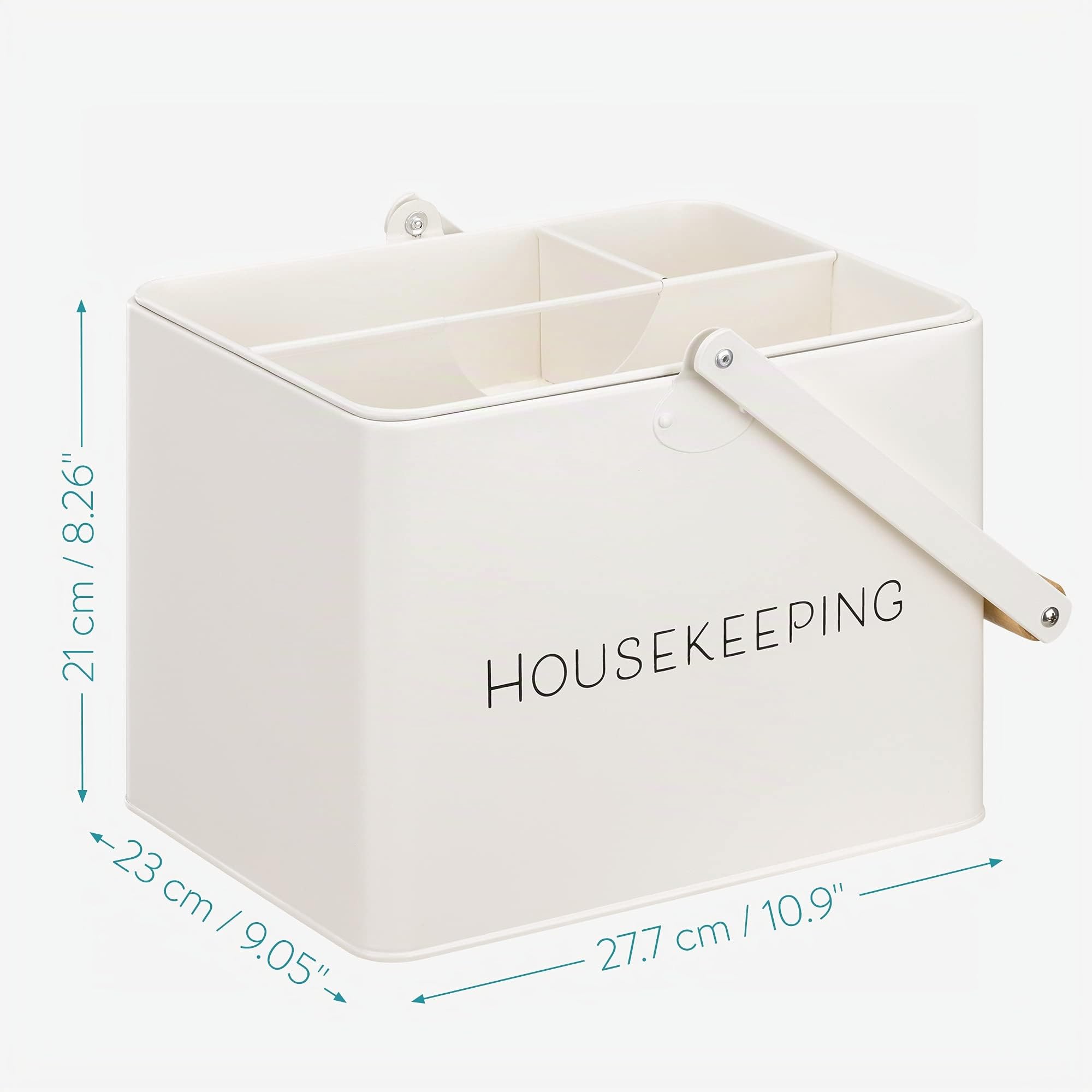 Navaris Cesta para Productos de Limpieza - Caja de almacenaje con 3X Organizador para Productos de Fregadero Cocina baño - 27,7 x 23 x 21 cm - Blanco