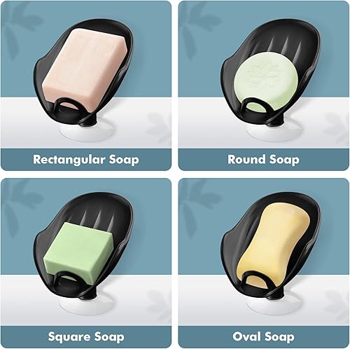 Miniatura 6 de NPET Jabonera de plástico autodrenante sin perforar con ventosa ampliada, bandeja de jabón portátil para baño, ducha, fregadero de cocina, ahorra