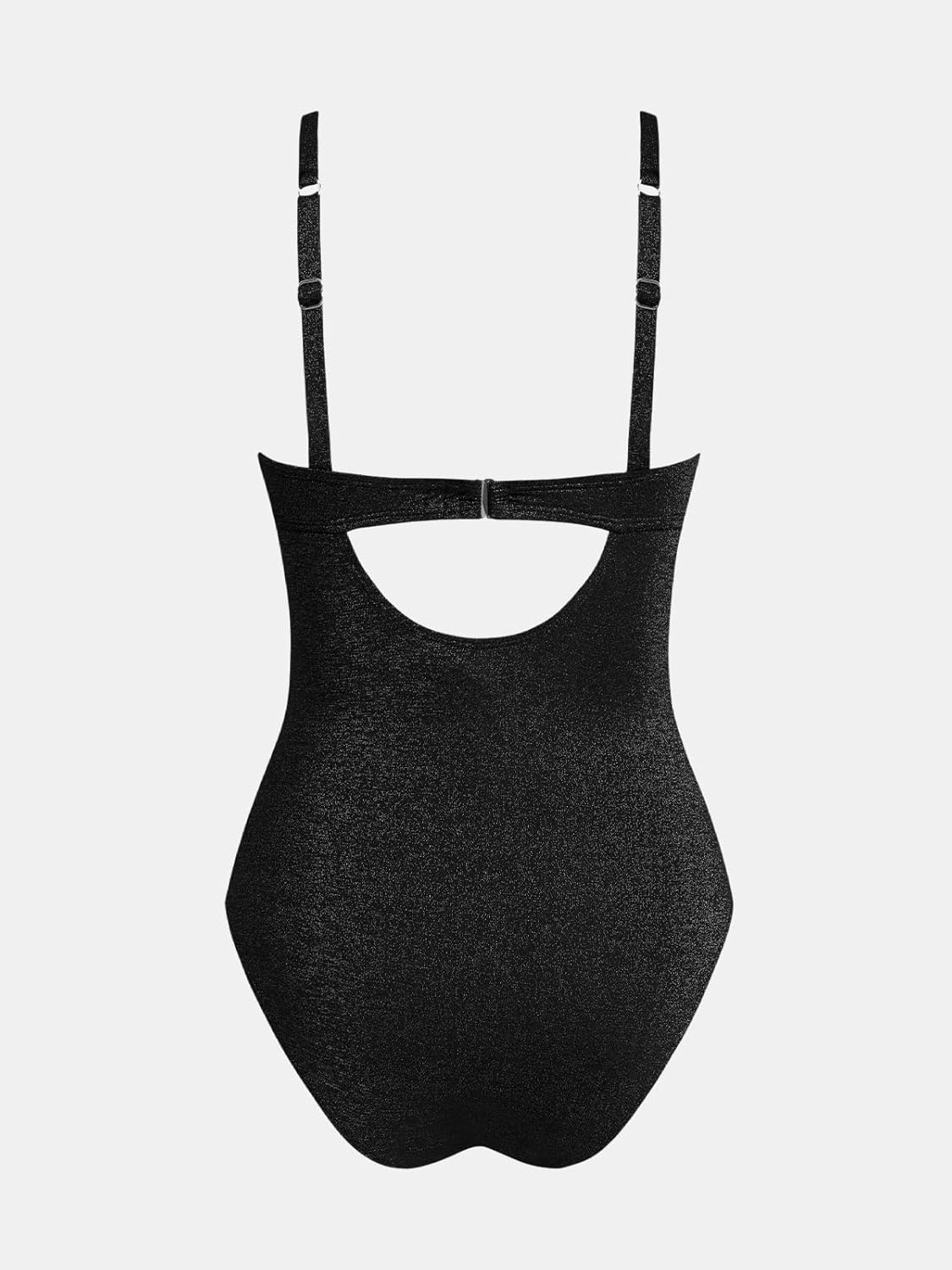 CUPSHE Women's One Piece Swimsuit Tummy Control V Neck Bathing Suit Ruched Slimming Swimwear Shining Cutout Back Hook - Image 7