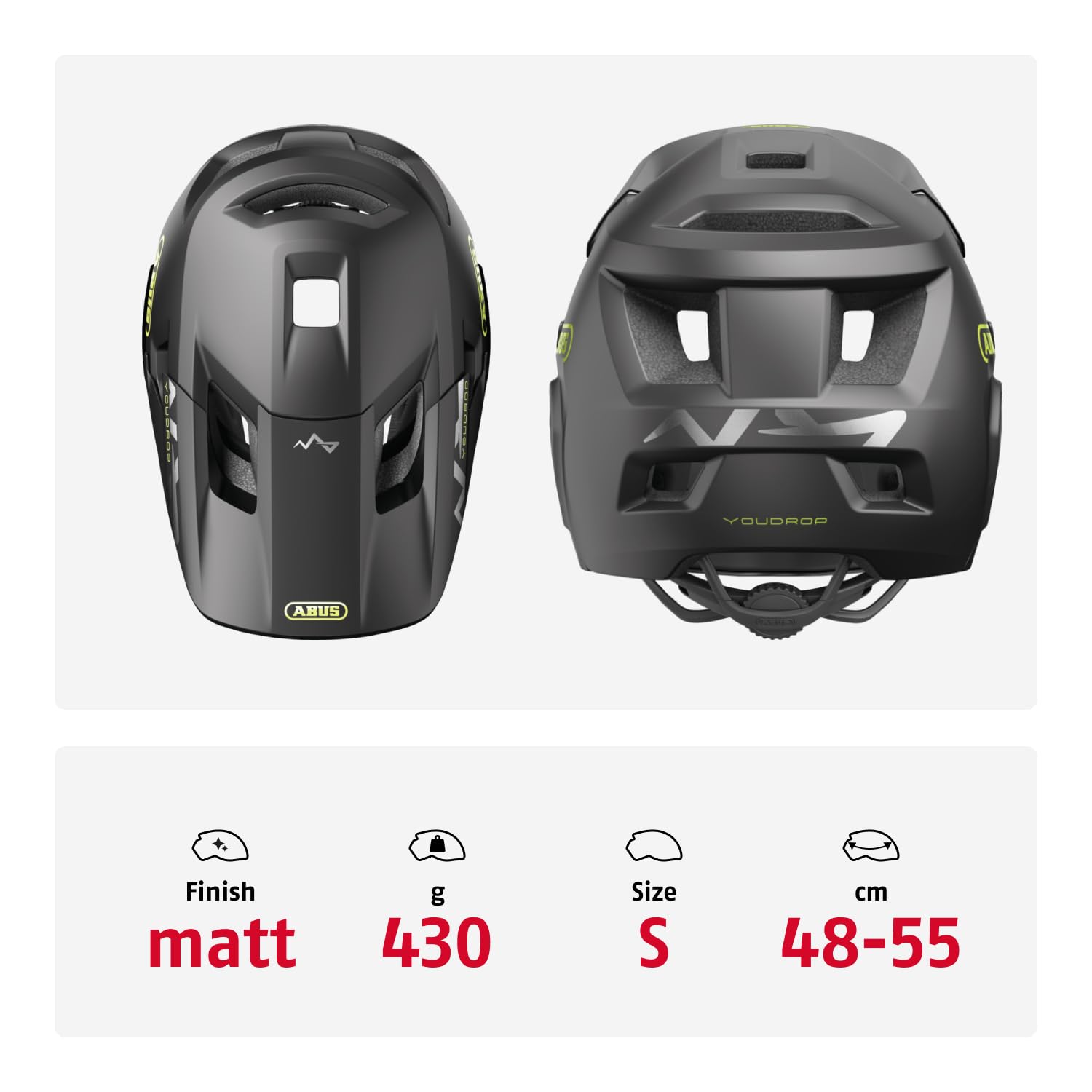 ABUS Casco MTB YouDrop FF - kask integralny dla dzieci i młodzieży - z odpinaną osłoną podbródka